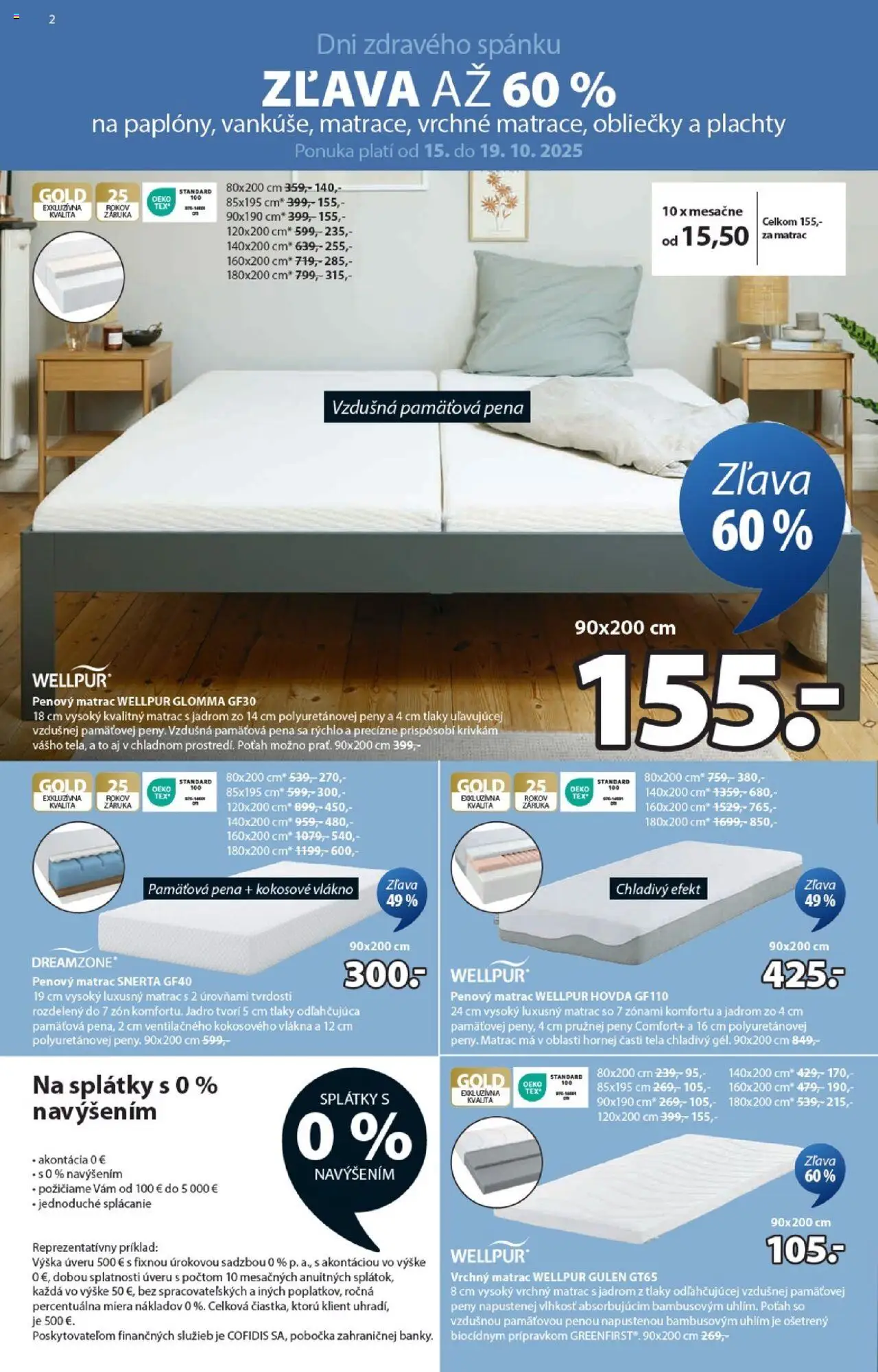 Nové JYSK akcie – leták je platný od 15.10.2025 | Strana: 2 | Produkty: Matrac, Vrchný matrac, Obliečky