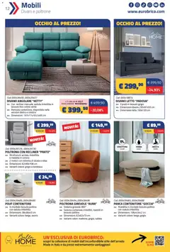 Anteprima del volantino Volantino Eurobrico	 valido a partire dal 04.12.2025 | Pagina: 12 | Prodotti: Divano letto, Divano angolare, Letto, Poltrona
