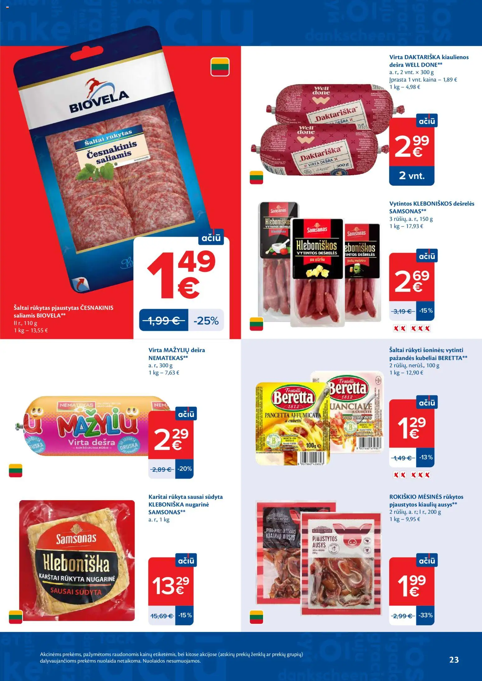 MAXIMA akcijos nuo 28.04.2026 | Puslapis: 23 | Prekių: Kiaulienos, Dešrelės, Dešra, Druska