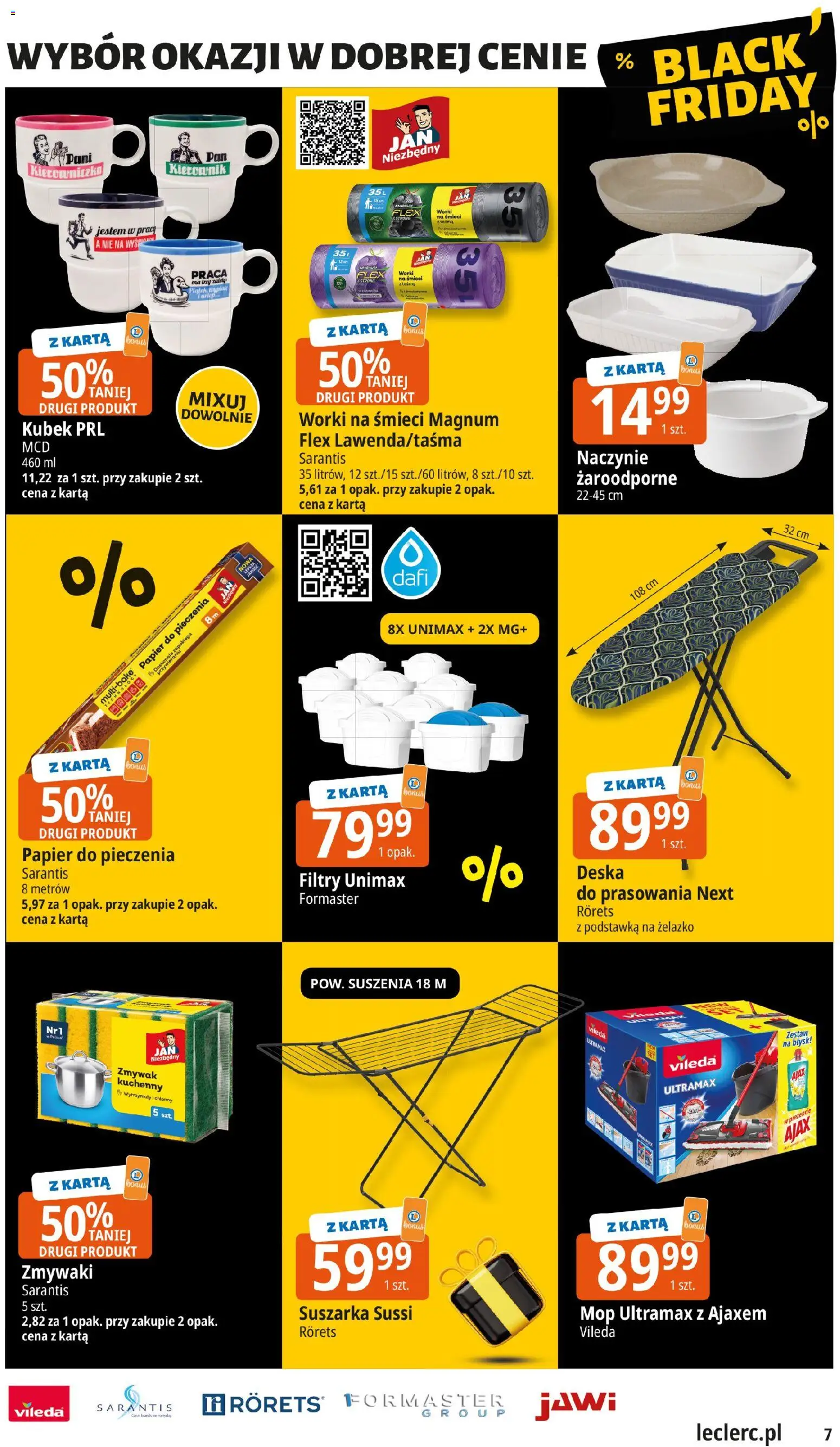 E.Leclerc Gazetka - Warszawa Ursynów od 18.11.2025 | Strona: 7 | Produkty: Karta, Suszarka, Papier do pieczenia, Vileda