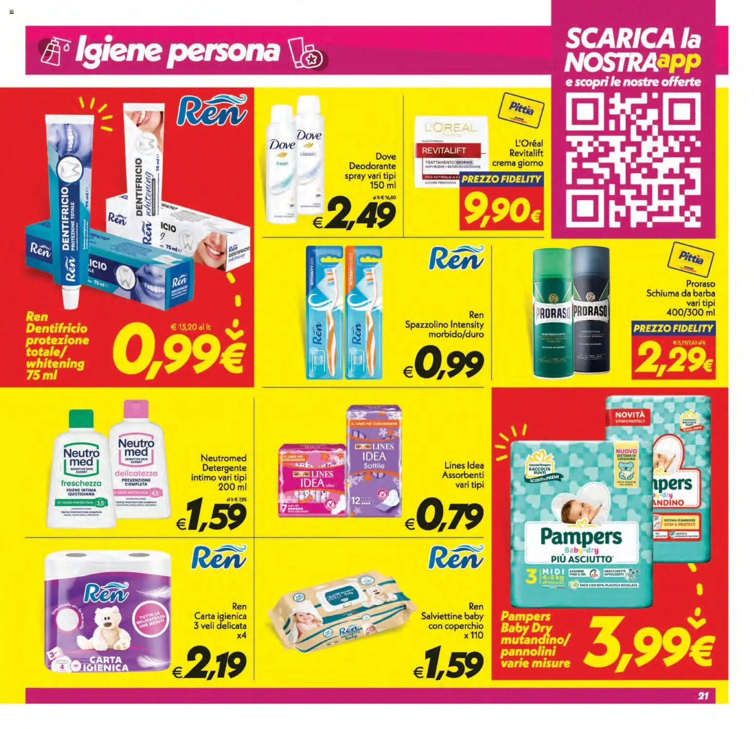 Volantino SuperConveniente del 17.03.2026 | Pagina: 21 | Prodotti: Pannolini, Schiuma da barba, Detergente, Orecchiette