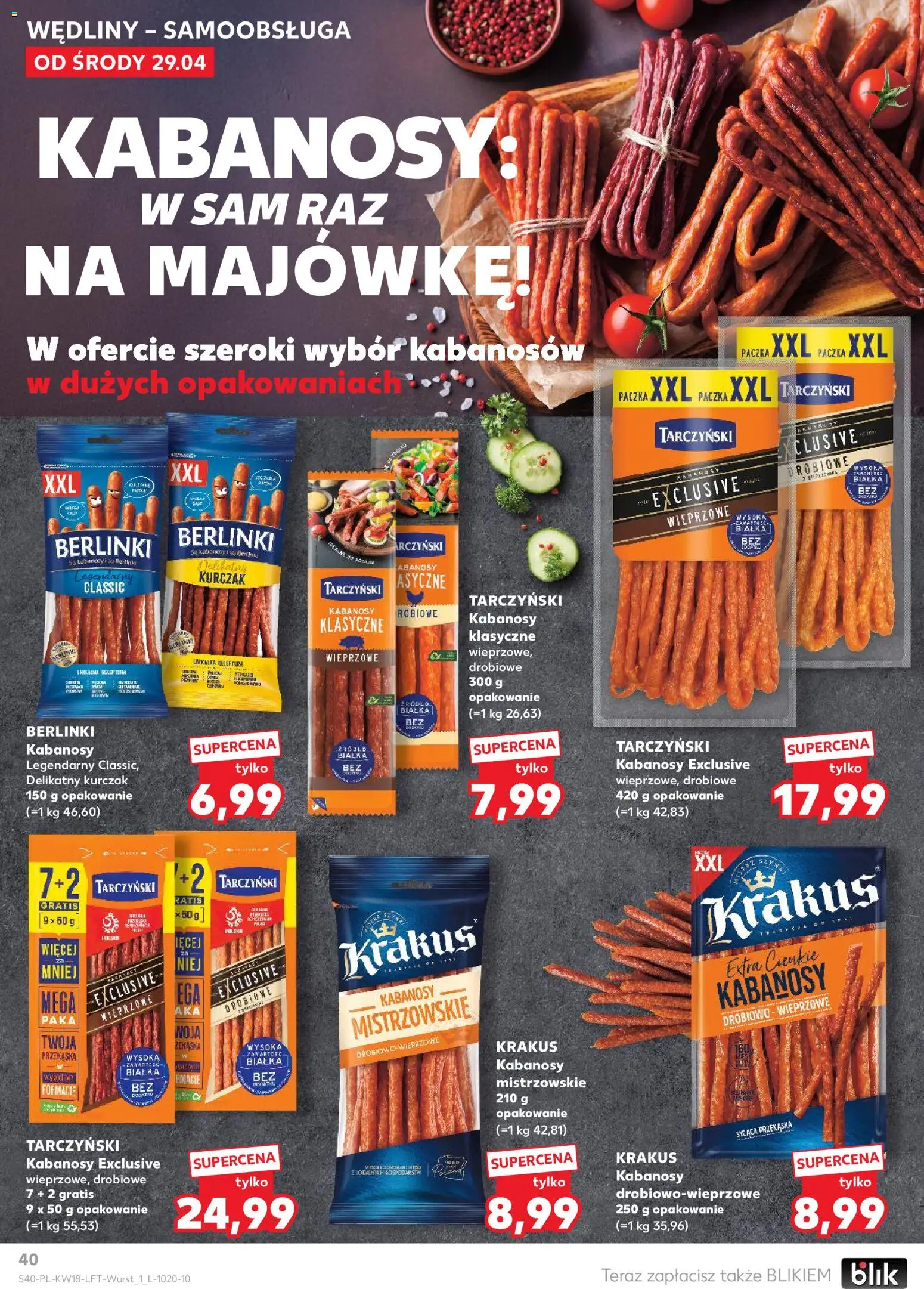 Kaufland gazetka od 29.04.2026 | Strona: 40 | Produkty: Kurczak, Kabanosy, Wędliny