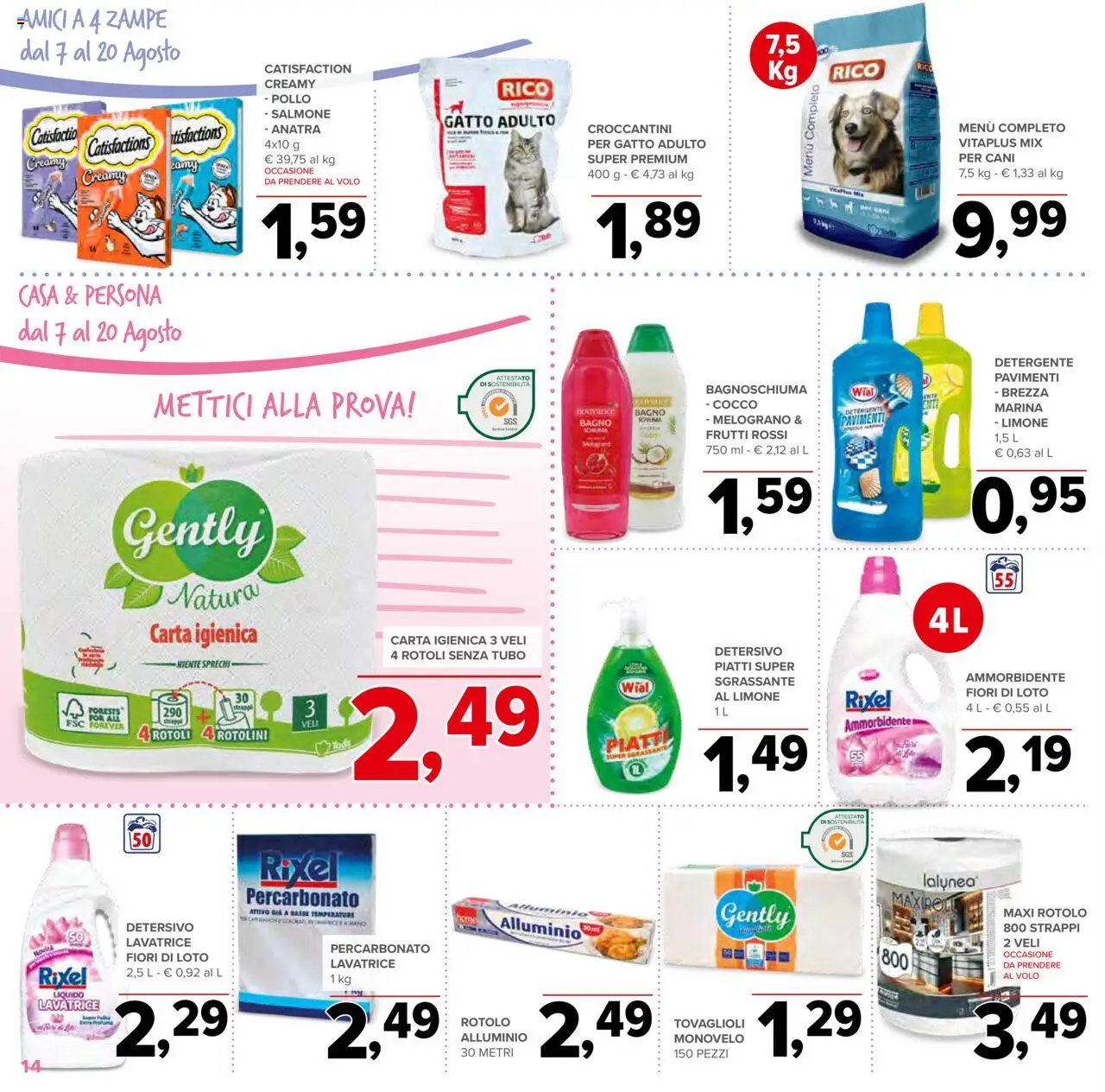 Volantino Todis del 07.08.2025 | Pagina: 14 | Prodotti: Bagnoschiuma, Ammorbidente, Cocco, Bagno