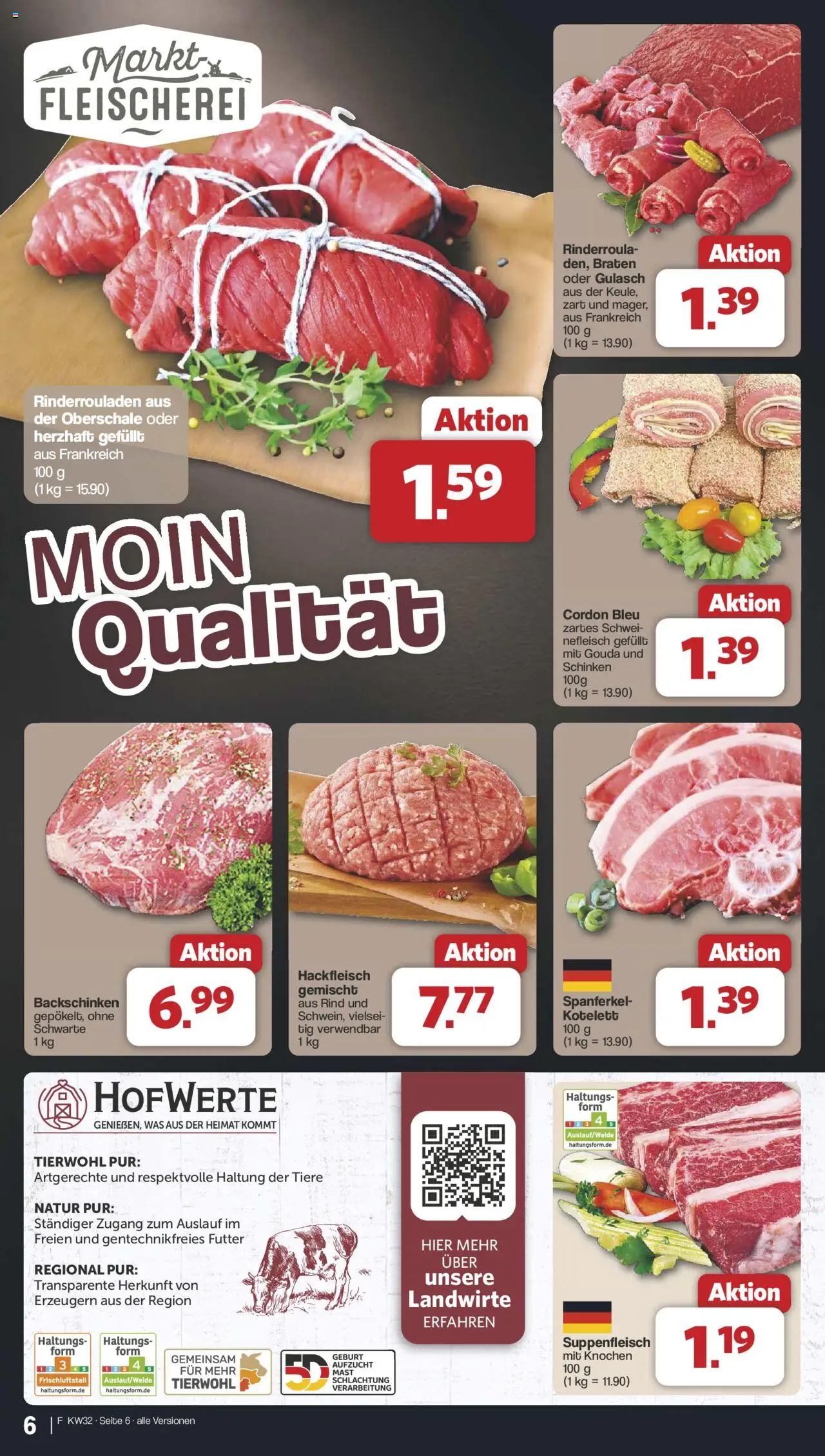 Famila Nordwest Prospekt 	 - gültig ab dem 03.08.2025 | Seite: 6 | Produkte: Rinderrouladen, Gulasch, Suppenfleisch, Schinken