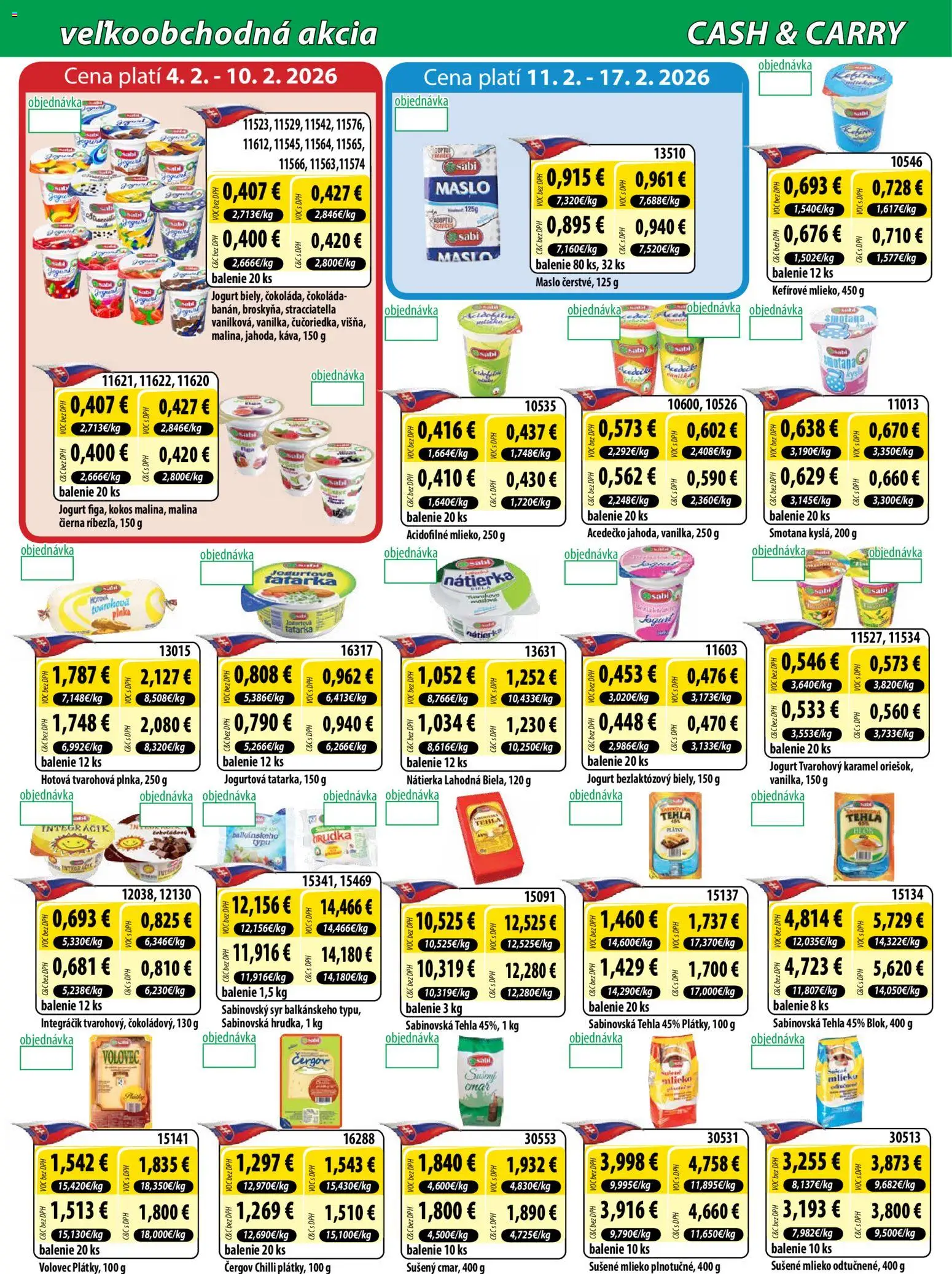 Nové Milk Agro akcie – leták je platný od 04.02.2026 | Strana: 2 | Produkty: Smotana, Chilli, Čokoláda, Sušené mlieko