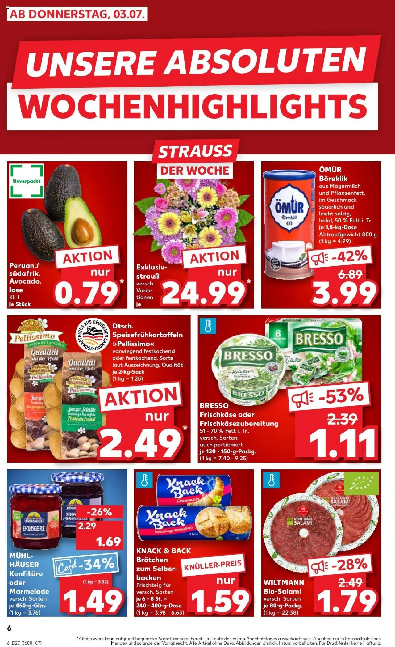 Kaufland prospekt Borna	 - gültig ab dem 03.07.2025 | Seite: 6 | Produkte: Bresso, Avocado, Salami, Frischkase