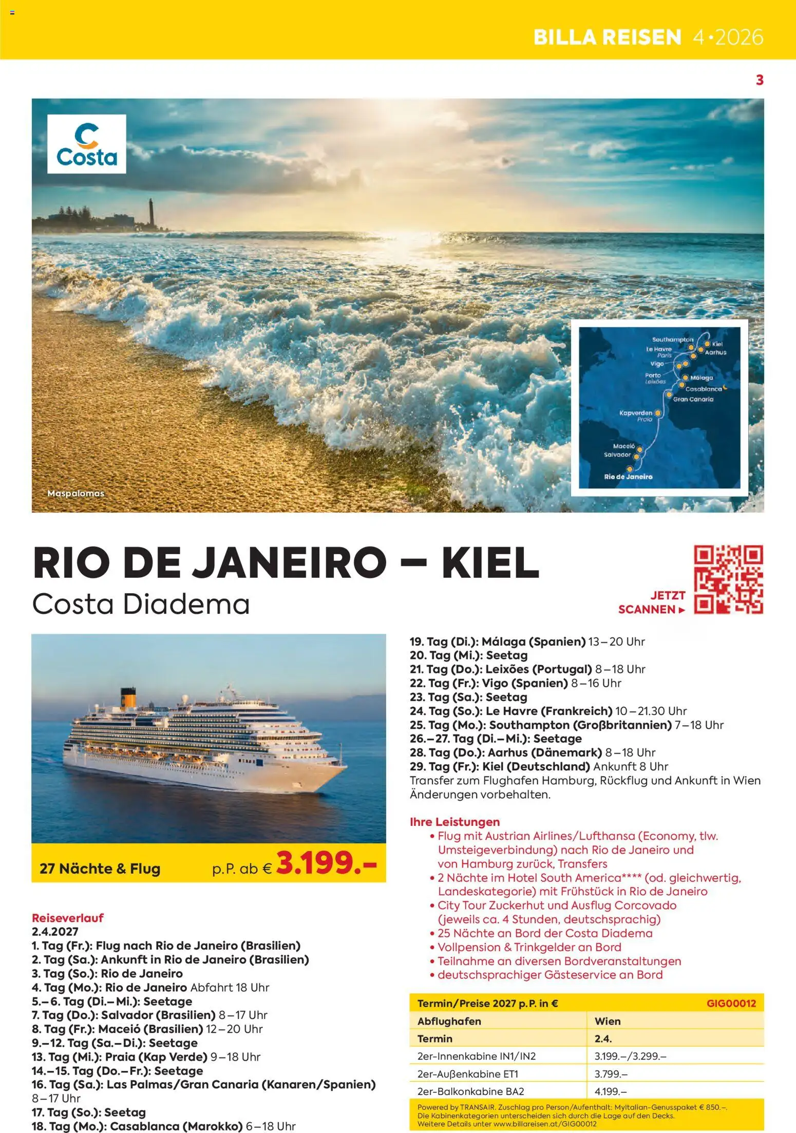 Billa - Billa Reise Kreuzfahrten Highlights gültig ab 01.01.2026 | Seite: 3 | Produkte: Uhr