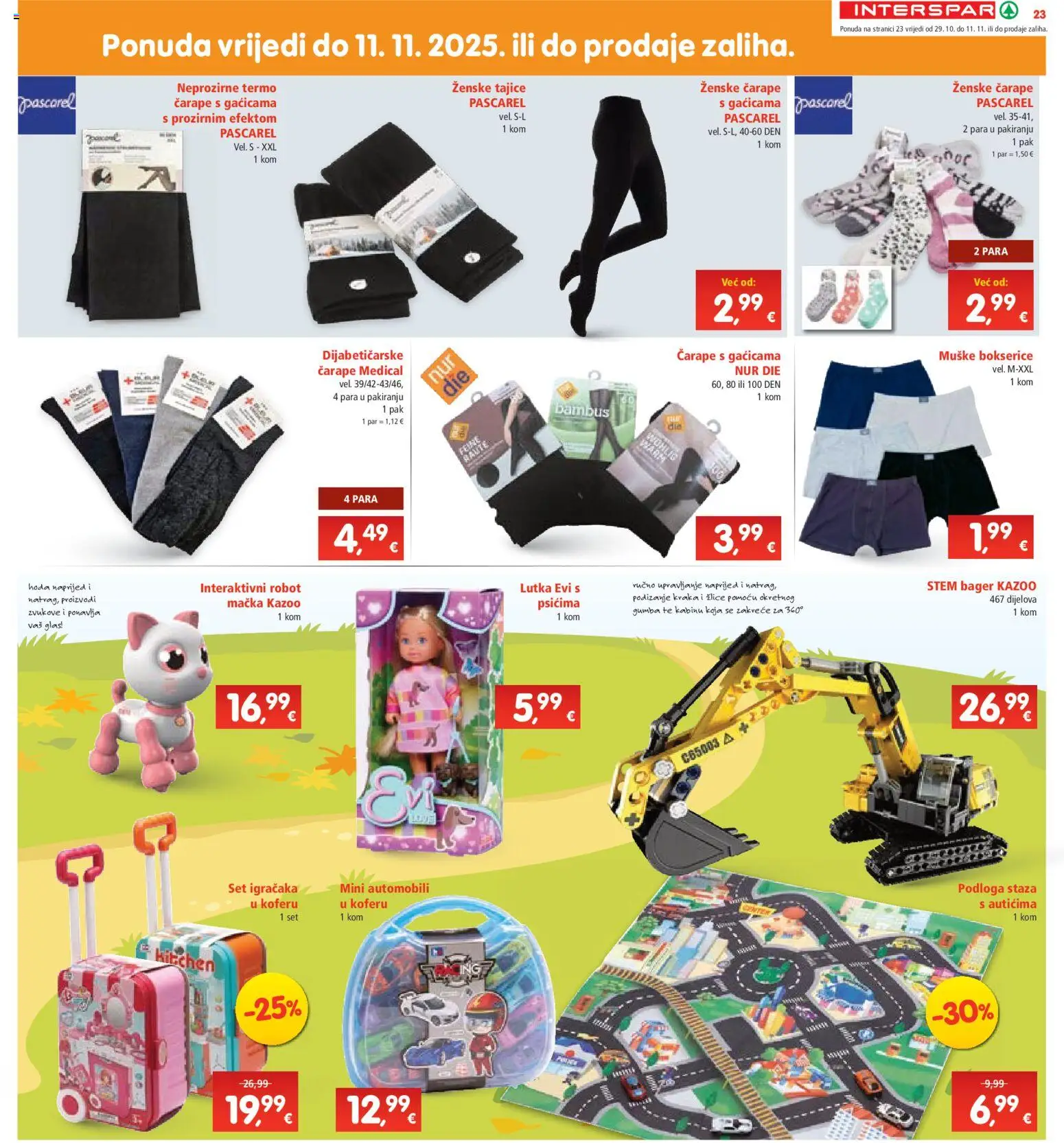 Interspar katalog | vrijedi od 29.10.2025 | Stranica: 23 | Proizvodi: Lutka, Čarape, Tajice, Bokserice