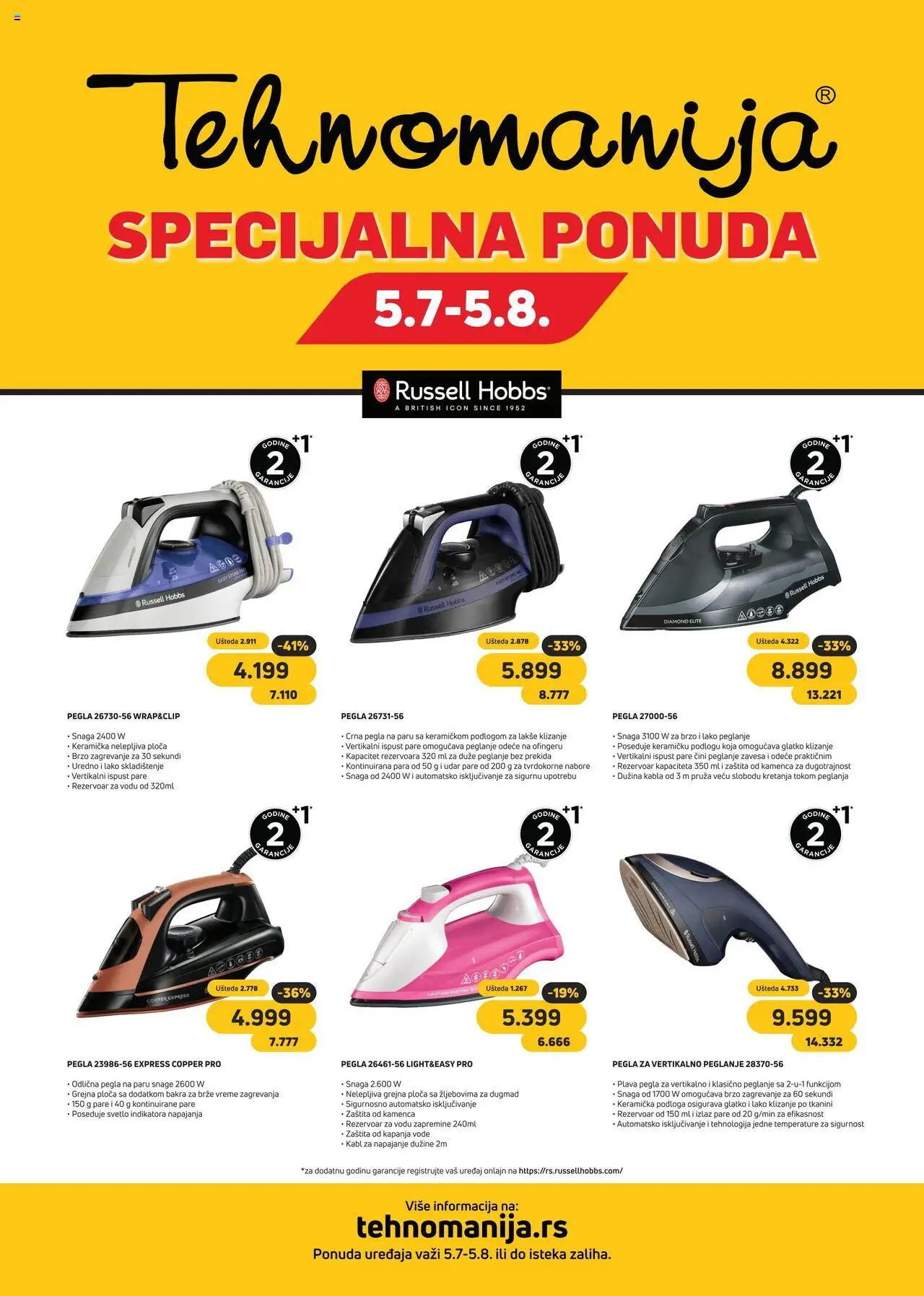 Tehnomanija katalog - važi od 05.07.2025 | Strana: 1 | Proizvode: Pegla, Kabl, Zavesa, Pegla na paru