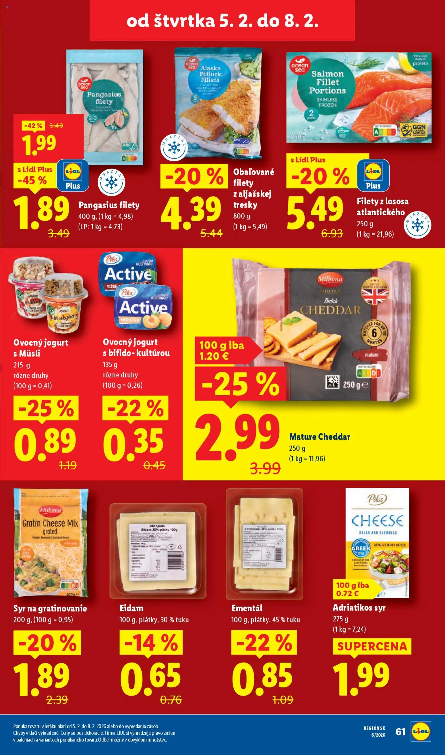 Nové Lidl akcie – leták je platný od 02.02.2026 | Strana: 61 | Produkty: Syr, Jogurt, Eidam, Protein