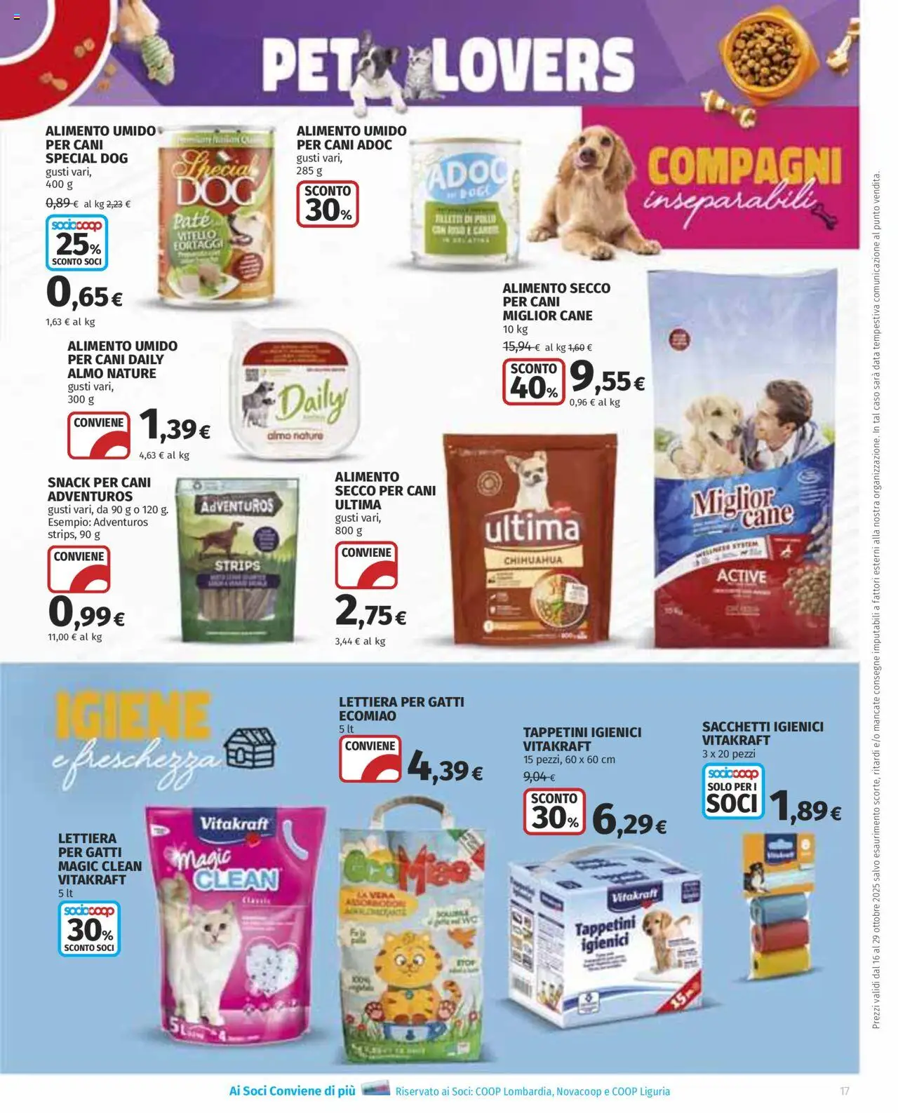 Volantino COOP del 16.10.2025 | Pagina: 17 | Prodotti: Paté, Lettiera per gatti, Data, Vitello
