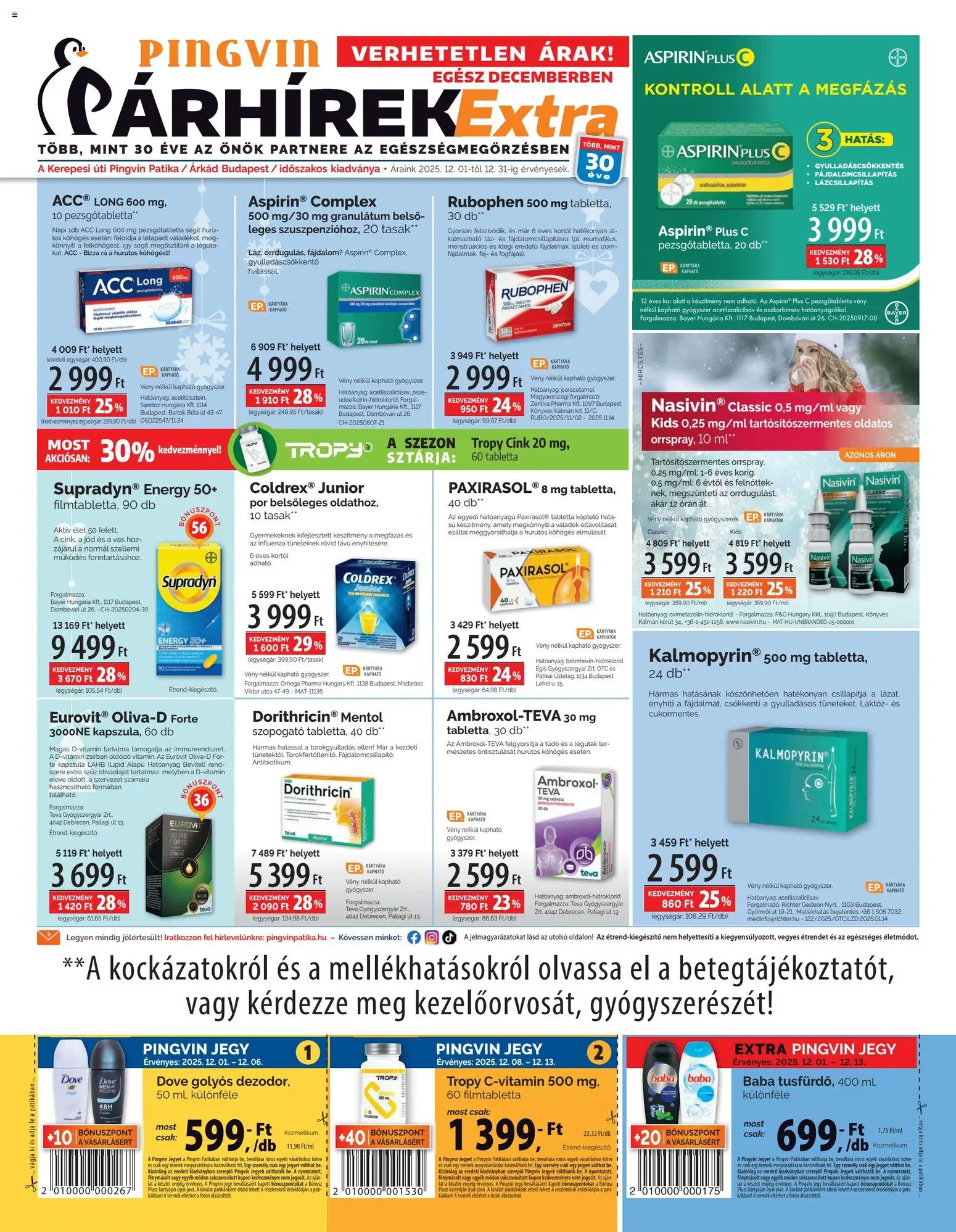 Pingvin Patika akciós ujság - amely érvényes a következő dátumtól: 01.12.2025 | Oldal: 1 | Termékek: Pezsgőtabletta