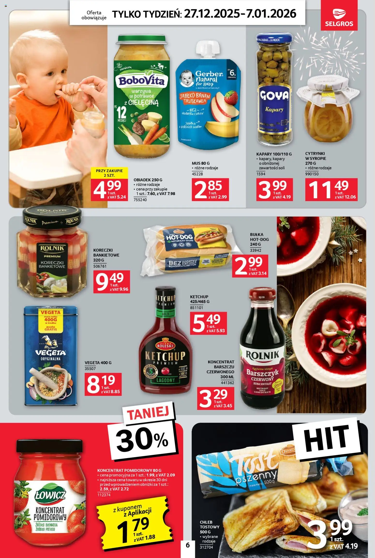 Selgros cash&carry Gazetka - Jeszcze więcej super promocji od 27.12.2025 | Strona: 6 | Produkty: Kapary, Koncentrat pomidorowy, Bułka, Banan