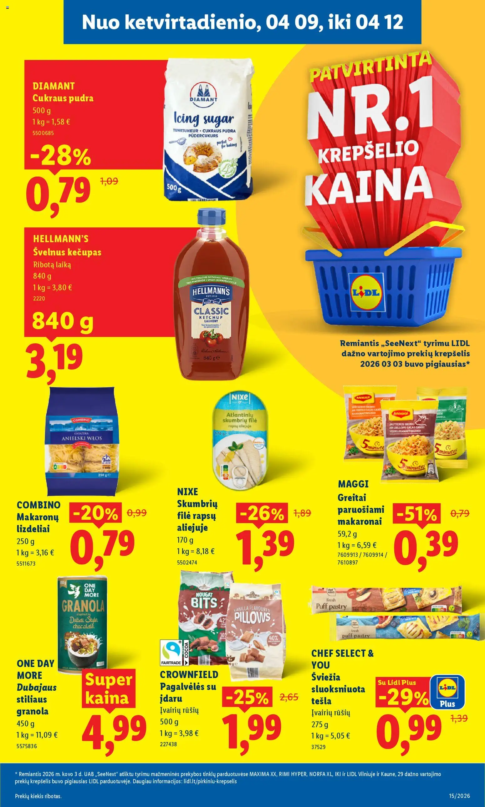 LIDL akcijos nuo 06.04.2026 | Puslapis: 33 | Prekių: Pudra, Krepšelis, Makaronai, Kečupas
