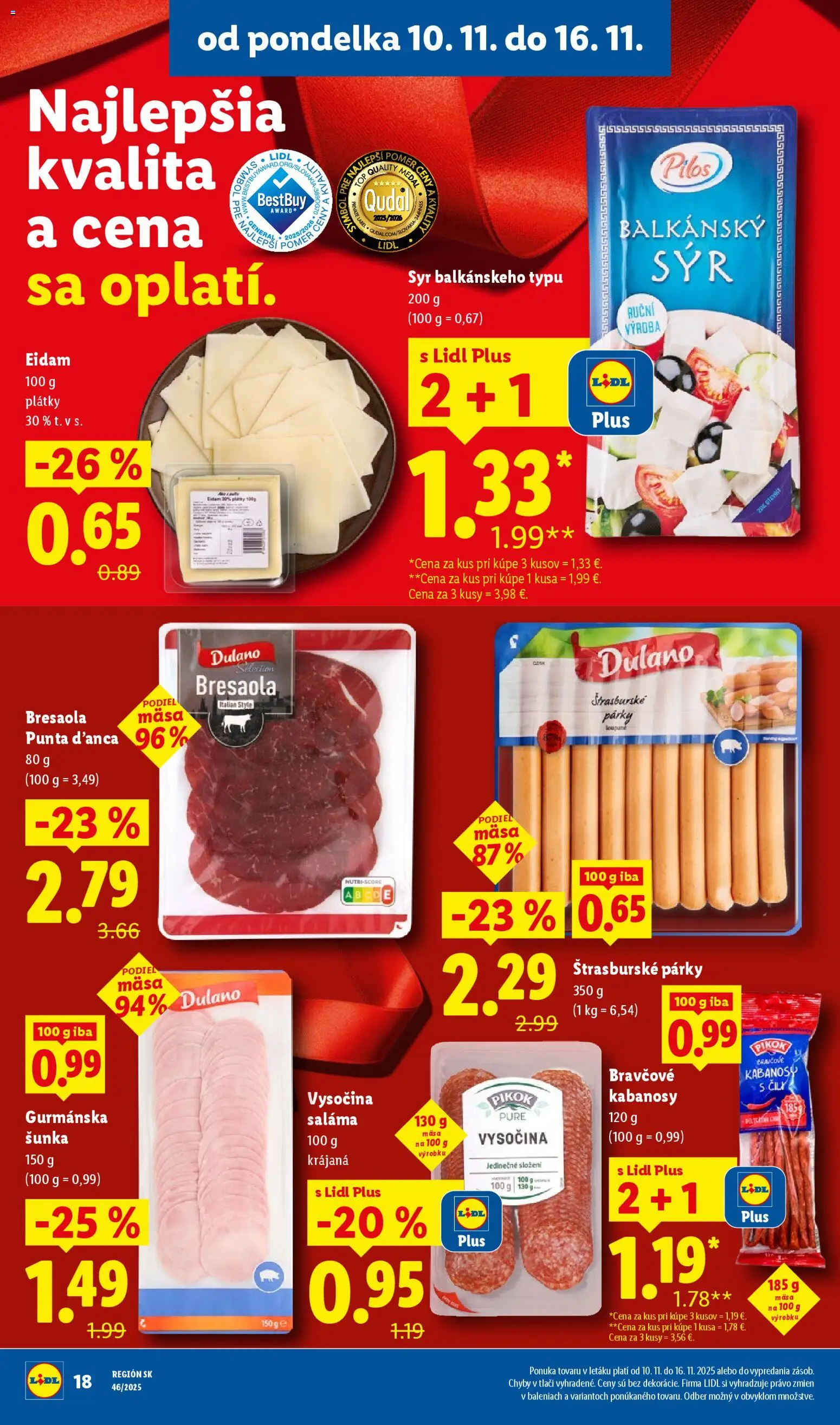 Nové Lidl akcie – leták je platný od 13.11.2025 | Strana: 66 | Produkty: Syr, Šunka, Párky, Med