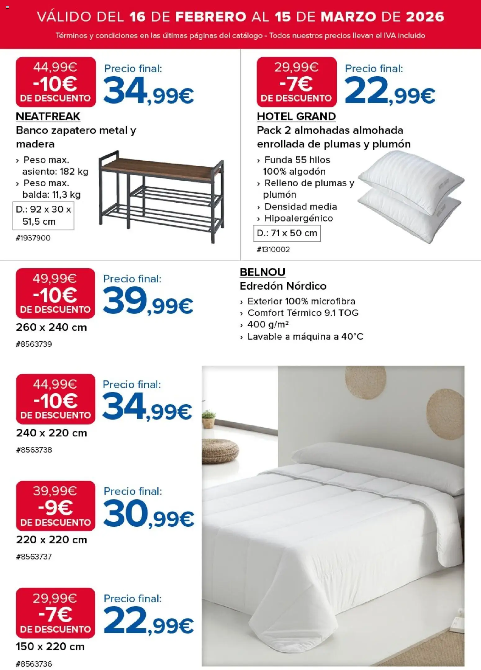 Costco catálogo │ válido desde el 16.02.2026 | Página: 12 | Productos: Edredón, Zapatero, Funda, Peso