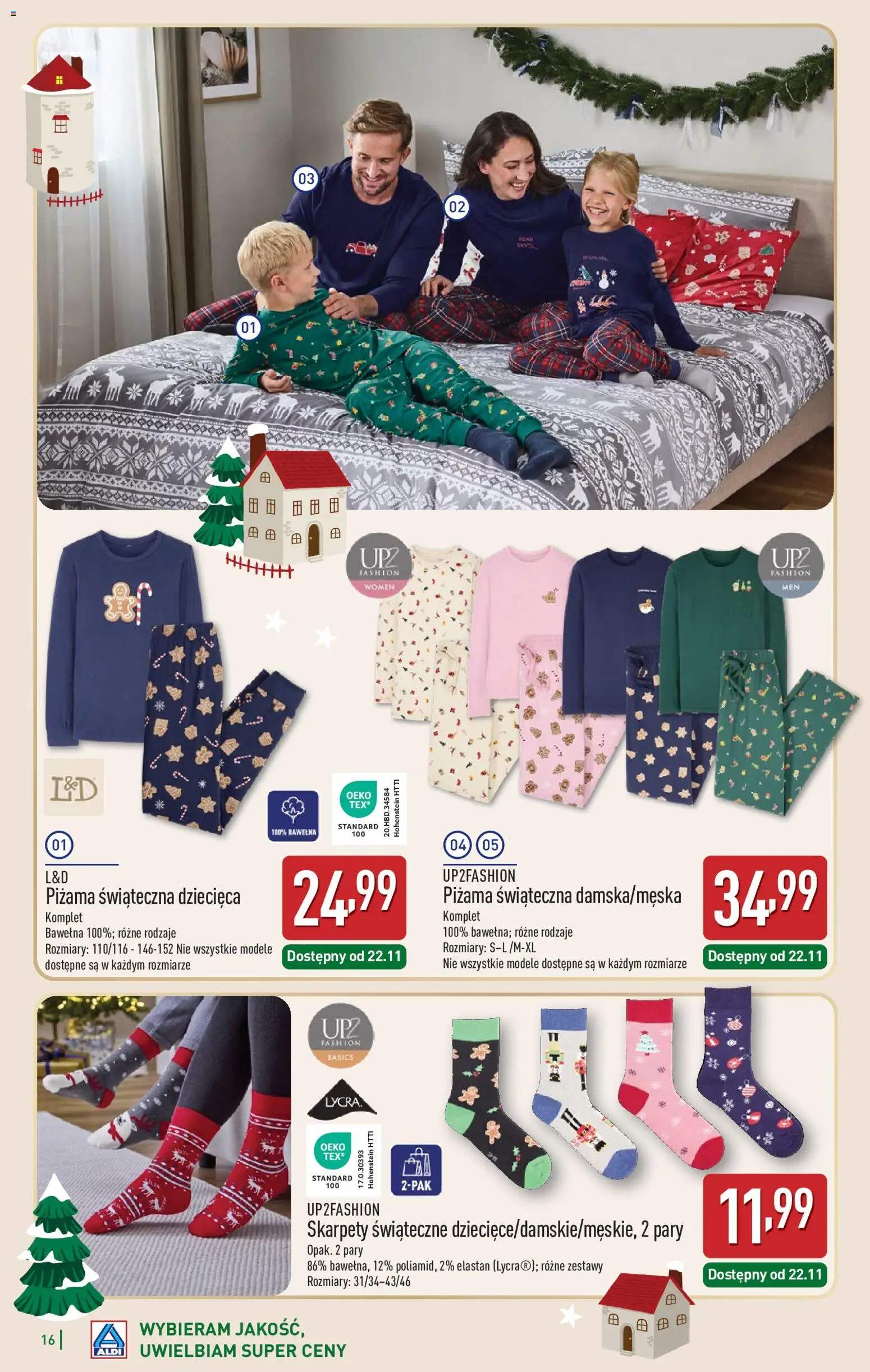 Aldi Gazetka - Katalog prezentowy od 03.11.2025 | Strona: 16 | Produkty: Skarpety, Piżama