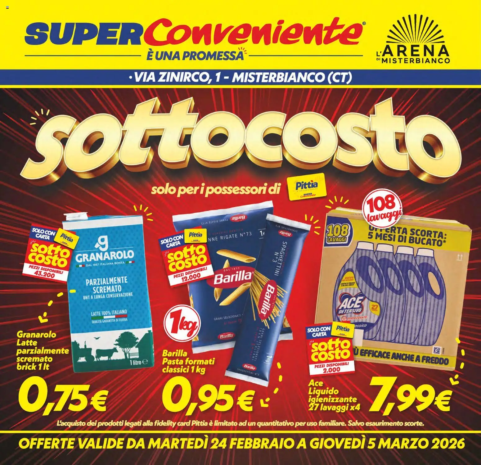 Volantino SuperConveniente del 24.02.2026 | Pagina: 1 | Prodotti: Latte, Pasta, Penne