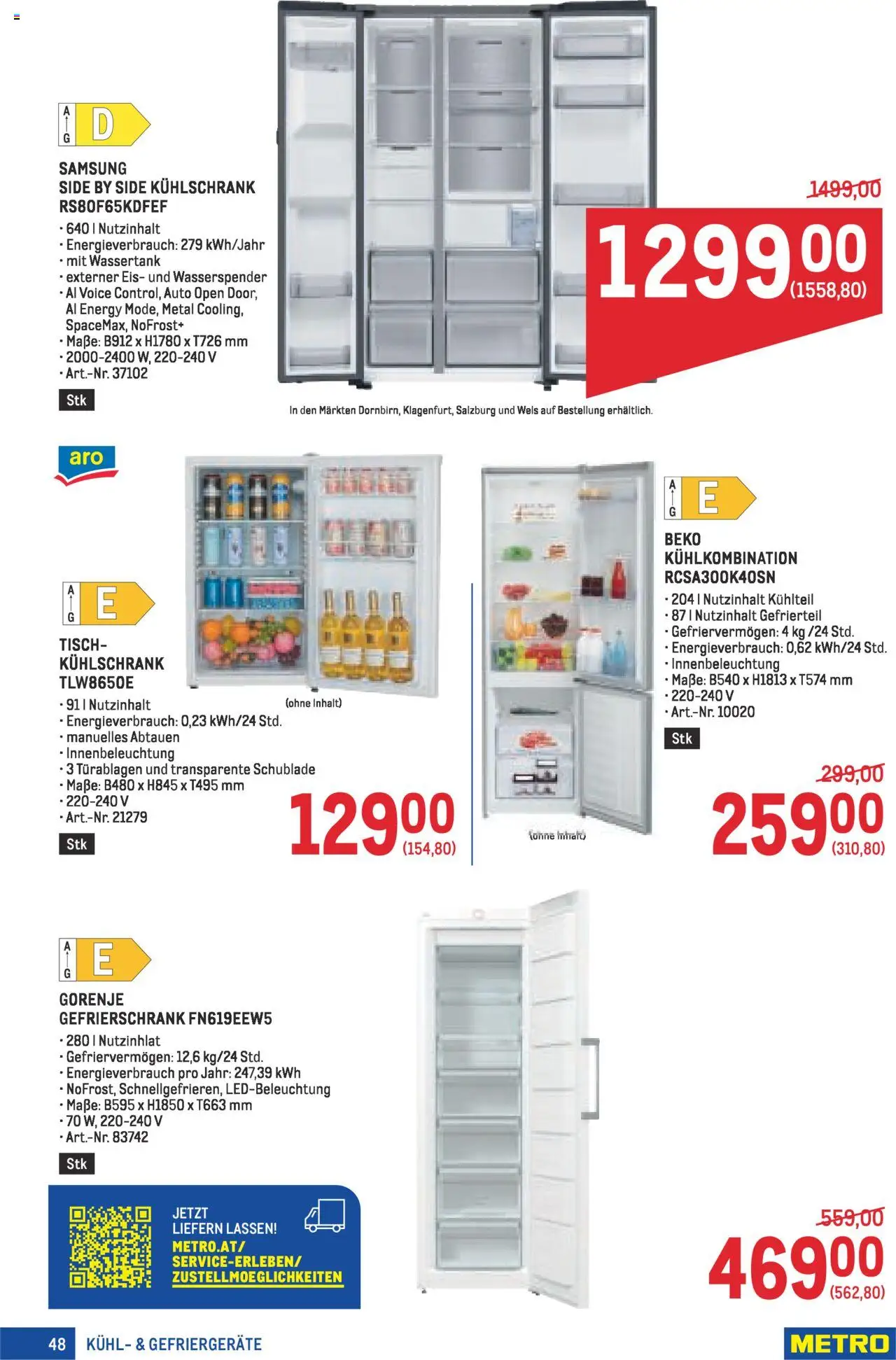 Metro angebote Profi gültig ab 02.10.2025 | Seite: 48 | Produkte: Eis, Kühlschrank, Gefrierschrank, Tisch