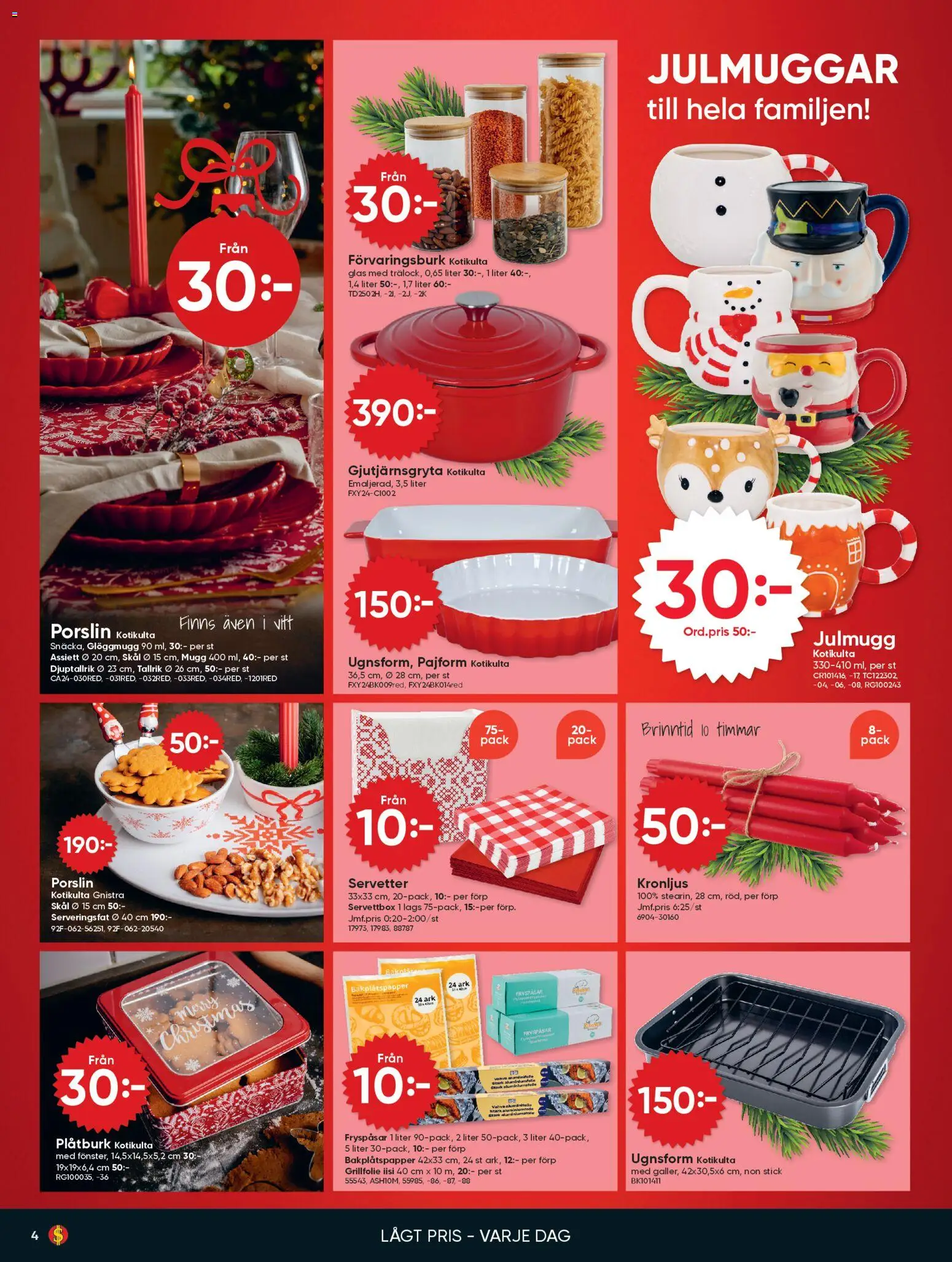 Dollar Store reklamblad aktuell från 15.12.2025 | Sida: 4 | Produkter: Bakplåtspapper, Grillfolie, Servetter