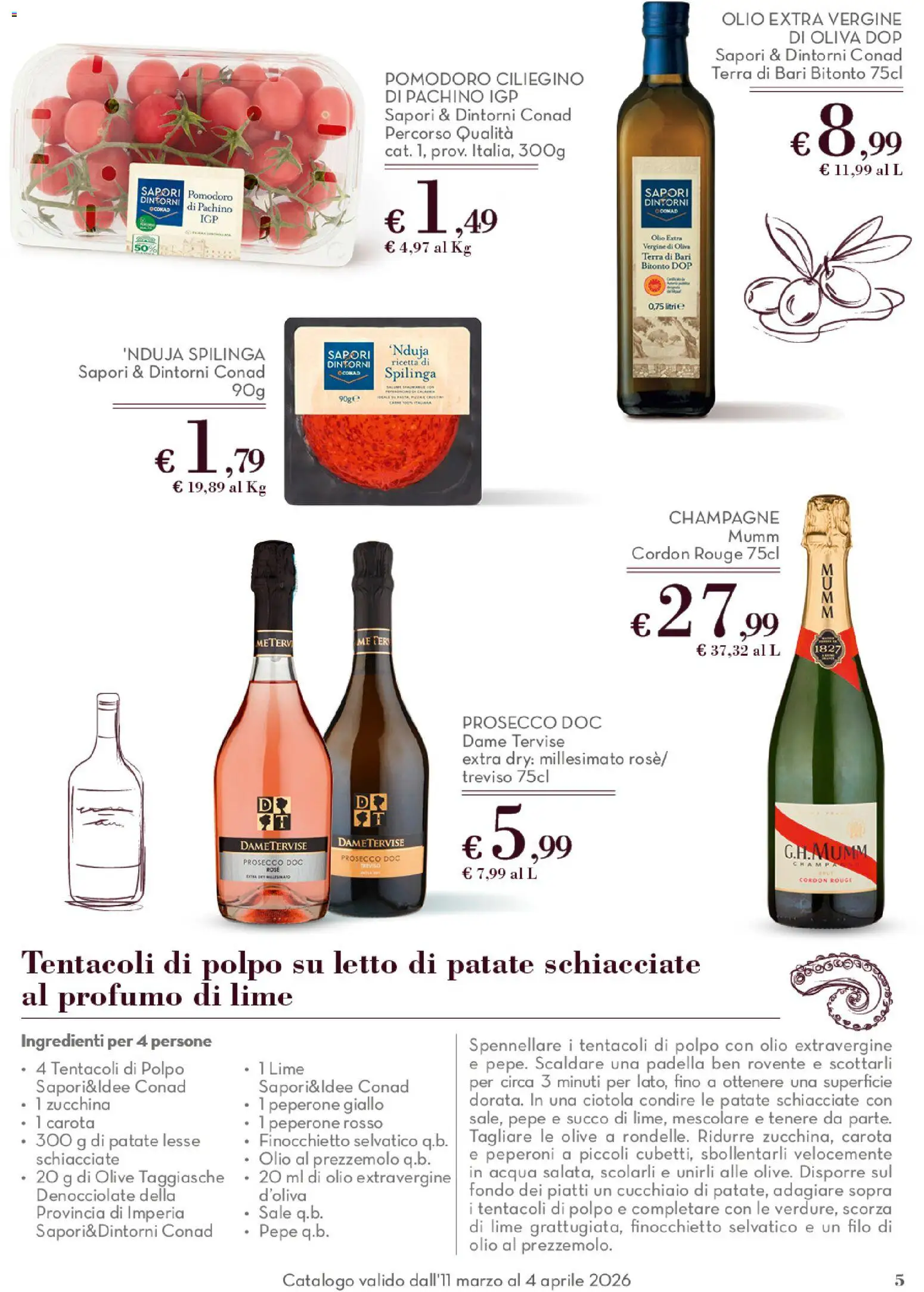 Volantino Conad del 11.03.2026 | Pagina: 5 | Prodotti: Polpo, Acqua, Prezzemolo, Ciotola