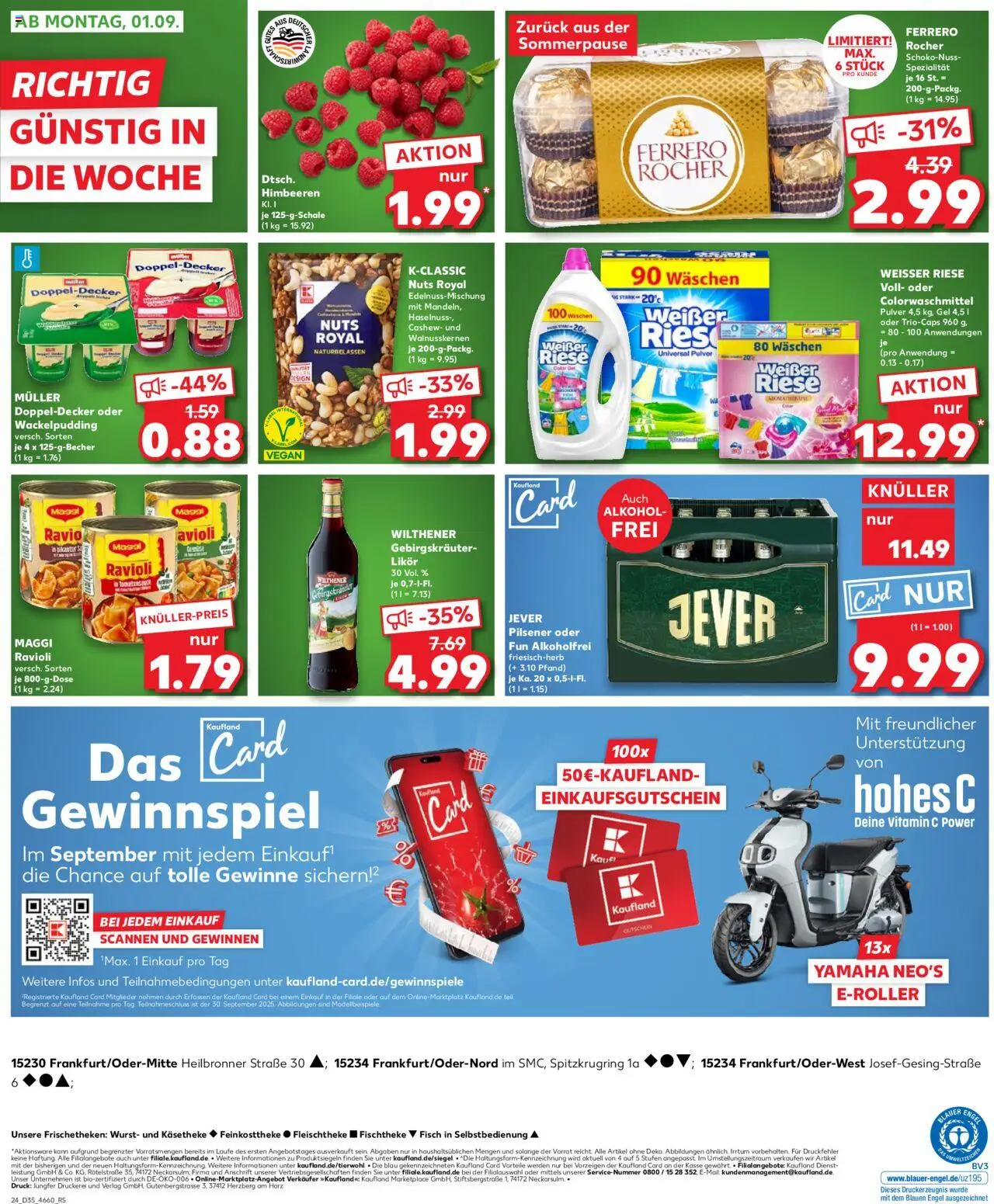 Kaufland prospekt Frankfurt (Oder)	 - gültig ab dem 28.08.2025 | Seite: 24 | Produkte: Himbeeren, Likör, Scooter, Fisch