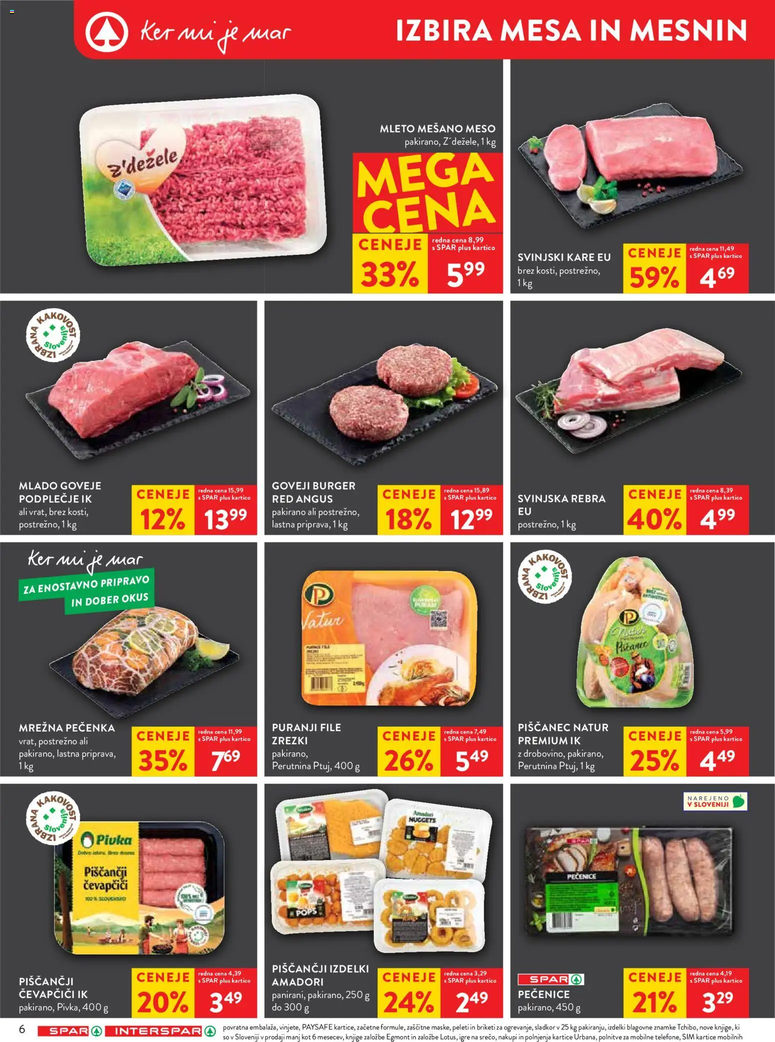 Novi Spar katalog ponudbe – veljaven od 25.02.2026 | Stran: 6 | Izdelki: Čevapčiči, Zrezki, Sladkor