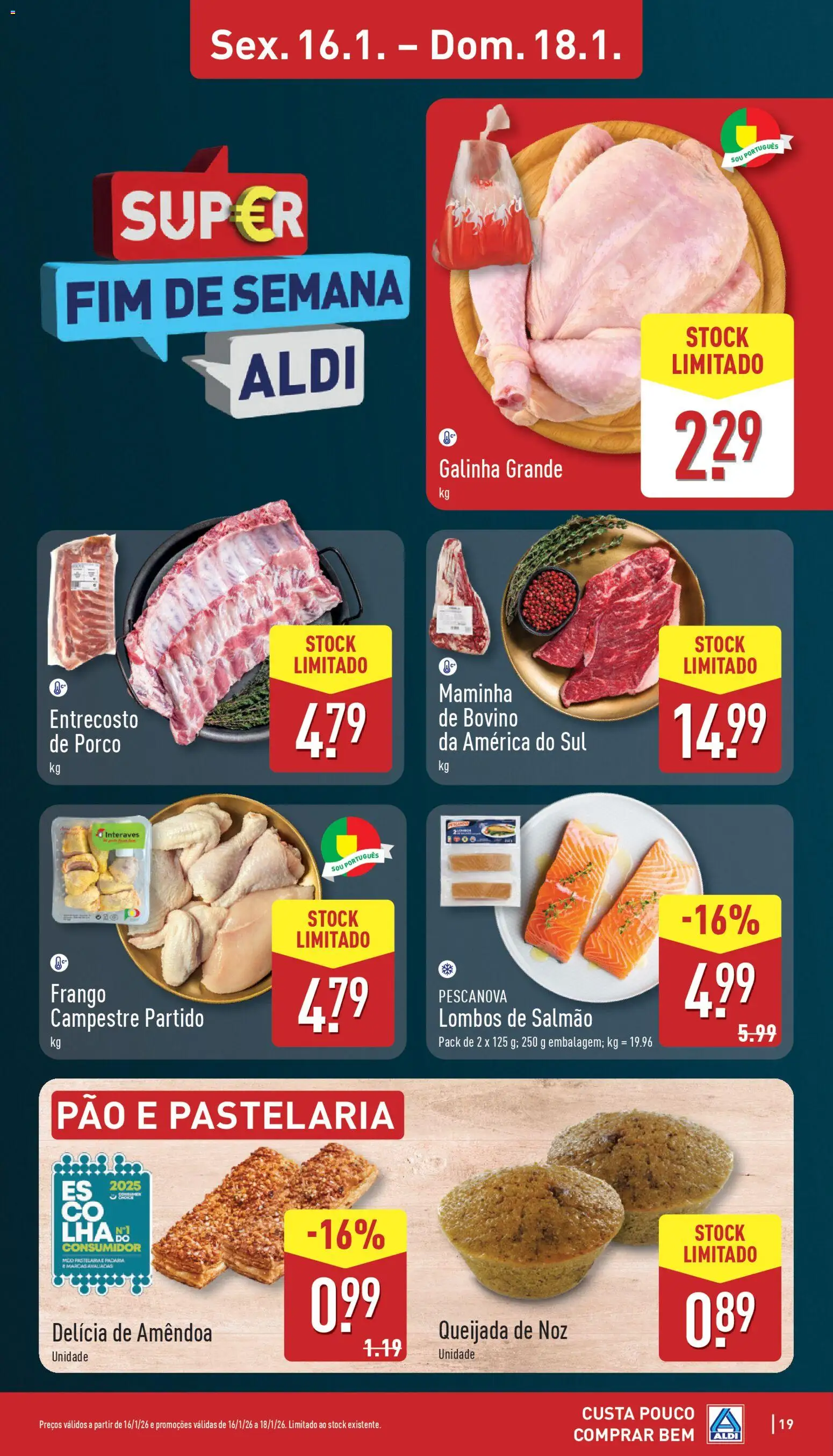 Aldi folheto │ válido de 12.01.2026 | Página: 19 | Produtos: Frango, Padaria, Salmão, Pão