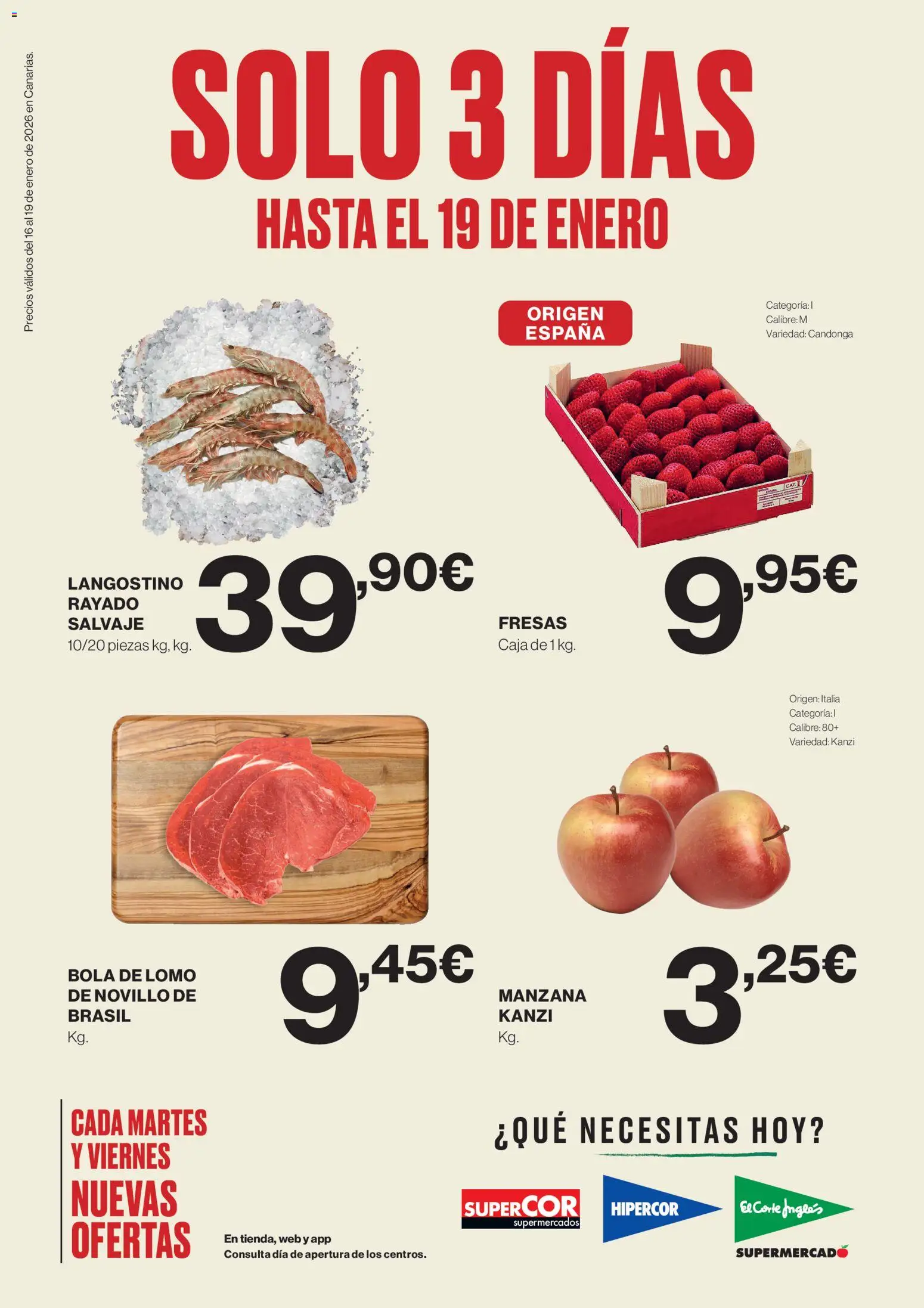 Supercor Canarias │ válido desde el 16.01.2026 | Página: 1 | Productos: Fresas, Manzana, Caja, Langostino