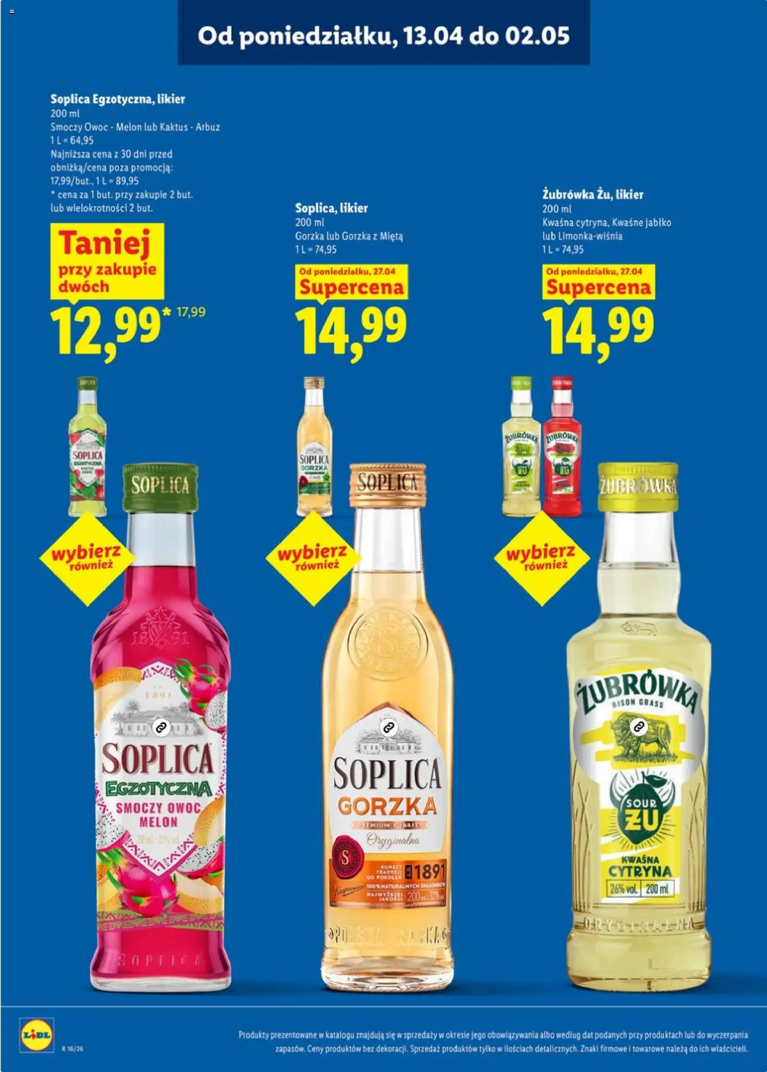 Lidl Katalog alkoholi mocnych od 13.04.2026 | Strona: 24 | Produkty: Arbuz, Smoczy owoc, Mięta, Żubrówka