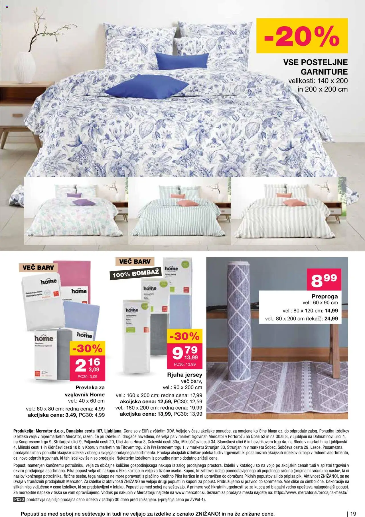 Mercator katalog poletje je tu │ velja od 11.06.2025 | Stran: 19 | Izdelki: Vzglavnik, Prevleka, Rjuha, Preproga