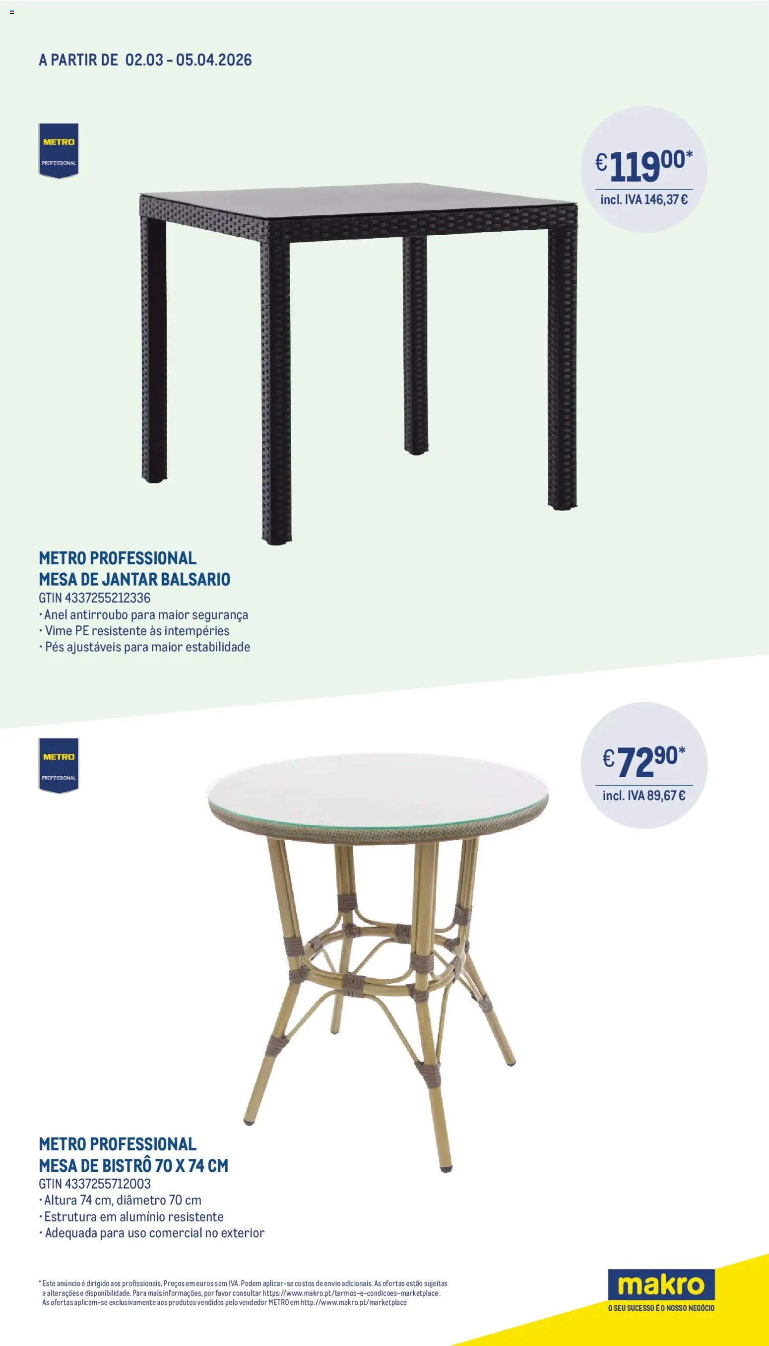 Makro  Prepare o seu negócio para o bom tempo e poupe │ válido de 02.03.2026 | Página: 4 | Produtos: Anel, Mesa, Mesa de jantar