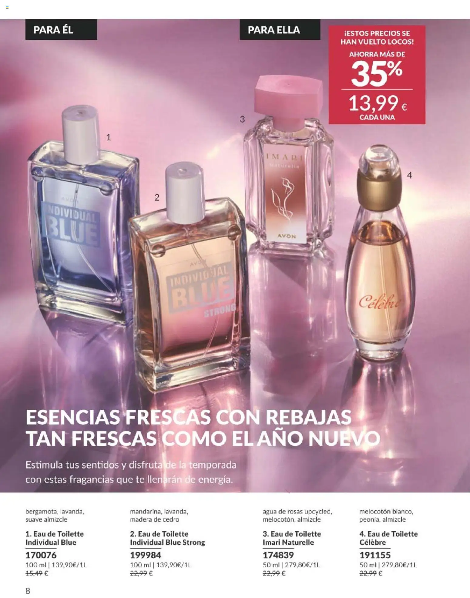 Catálogo AVON campaña 1 │ válido desde el 01.01.2026 | Página: 8 | Productos: Eau de toilette, Té
