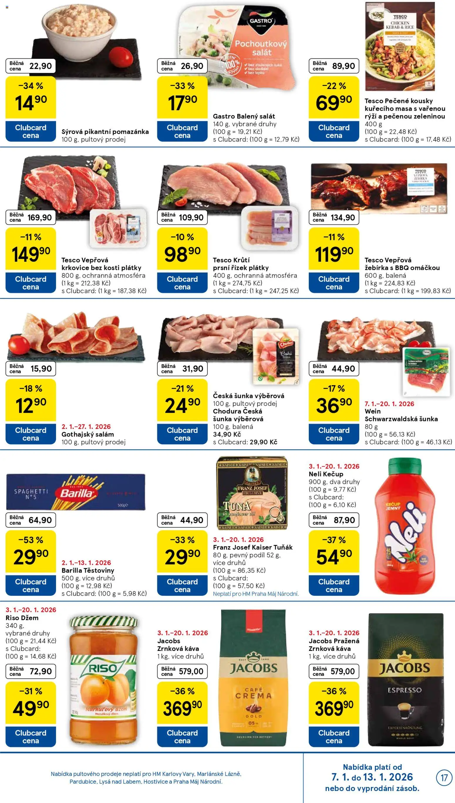 Tesco leták - Hypermarket od 07.01.2026 | Strana: 17 | Produkty: Salám, Šunka, Zrnková káva, Krkovice