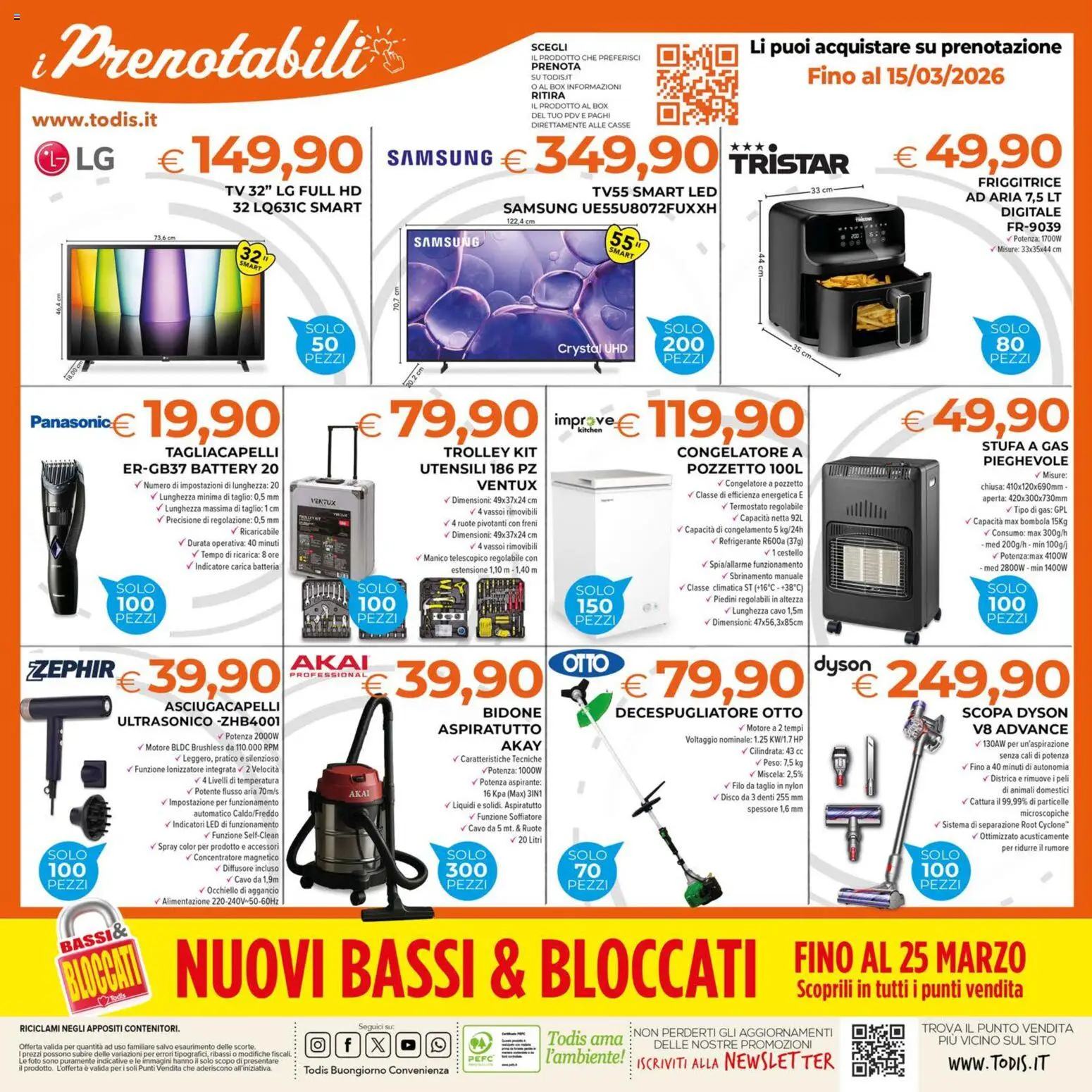 Volantino Todis del 05.03.2026 | Pagina: 24 | Prodotti: Scopa, Congelatore, Dyson, Batteria