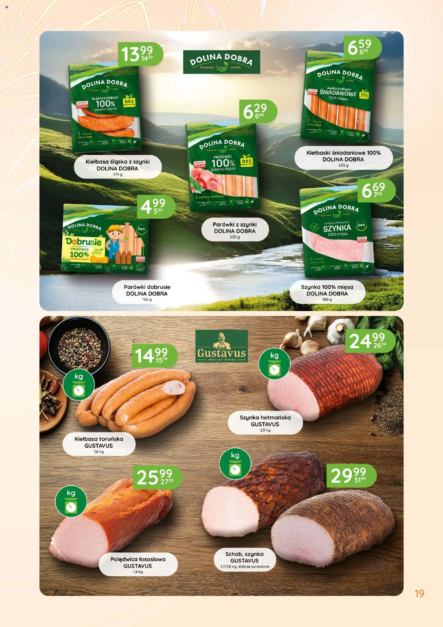 Eurocash Gazetka - Katalog Wędliny od 01.01.2026 | Strona: 19 | Produkty: Kiełbasa, Parówki z szynki, Kiełbaski, Kiełbasa śląska