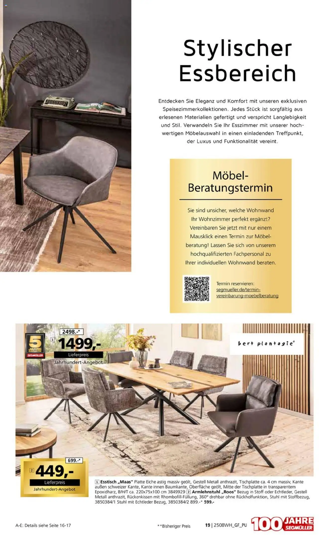 Segmüller Wohndesign - gültig ab dem 02.08.2025 | Seite: 19 | Produkte: Wohnwand, Esstisch, Stuhl