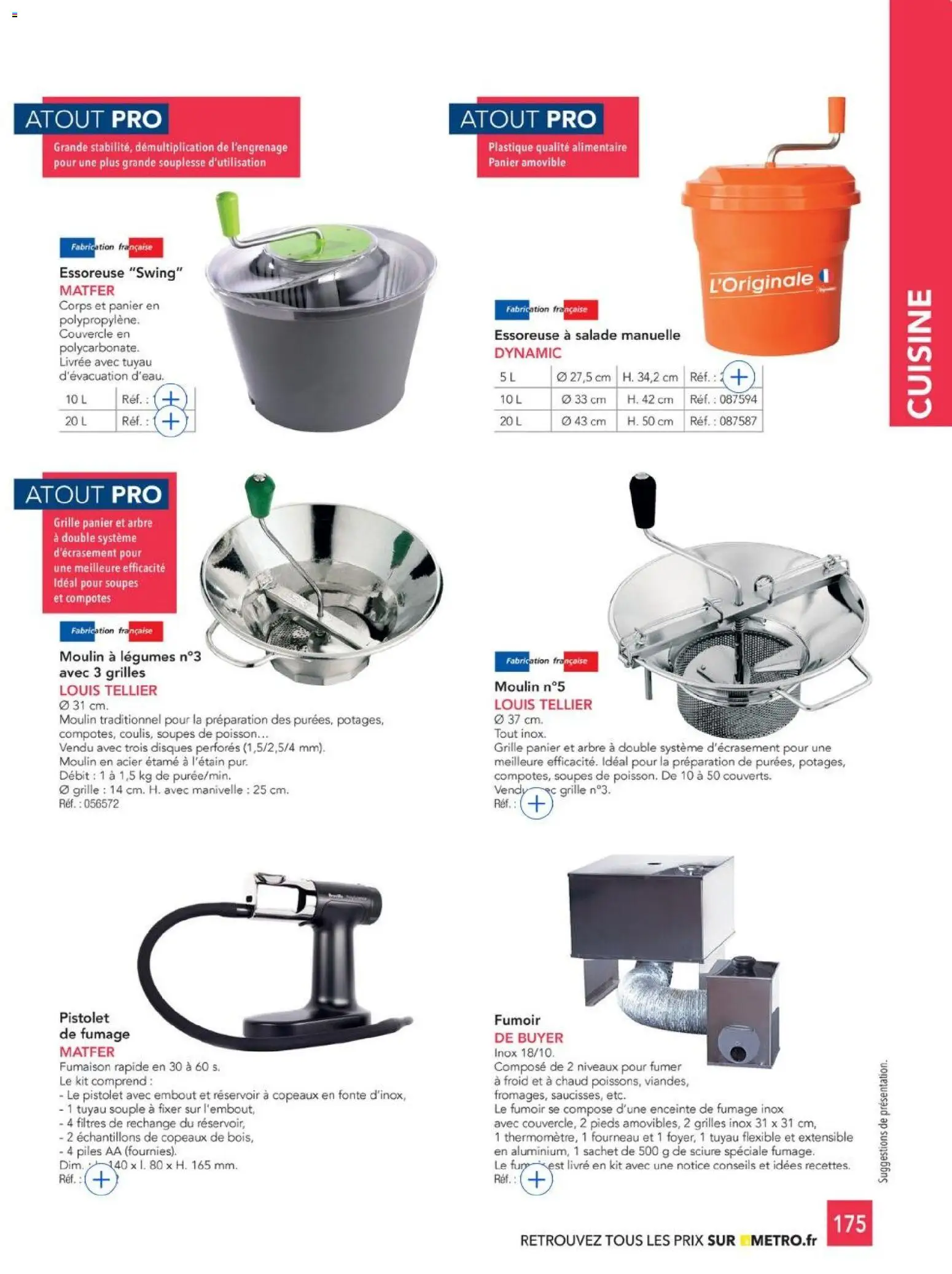 {H1} | Page: 175 | Produits: Enceinte, Tuyau, Essoreuse à salade, Panier