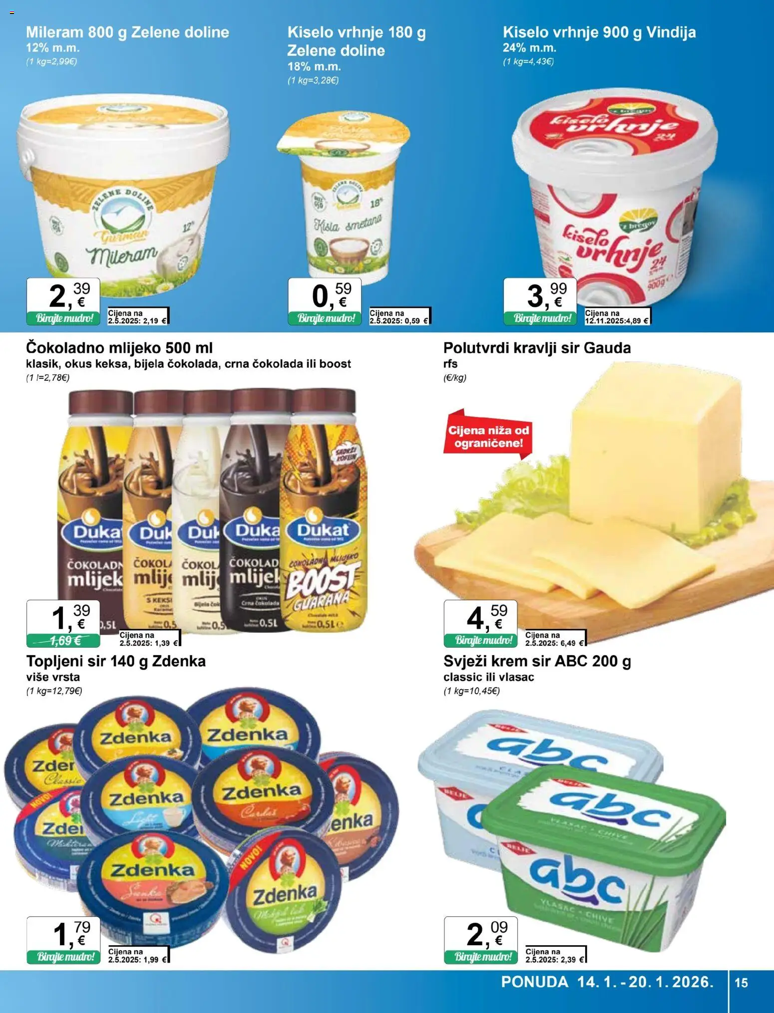 KTC katalog | vrijedi od 14.01.2026 | Stranica: 15 | Proizvodi: Gauda, Mlijeko, Sir, Mileram