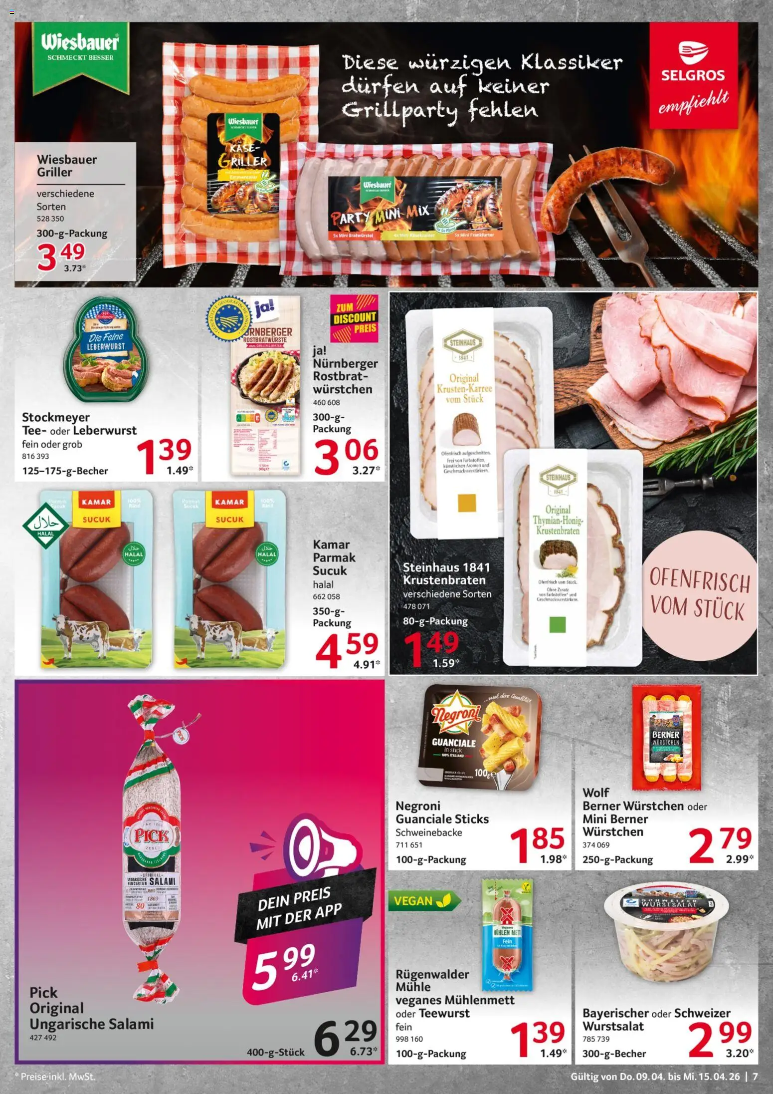 Selgros Prospekt 	 – gültig ab 09.04.2026 | Seite: 7 | Produkte: Käse, Krustenbraten, Salami, Griller