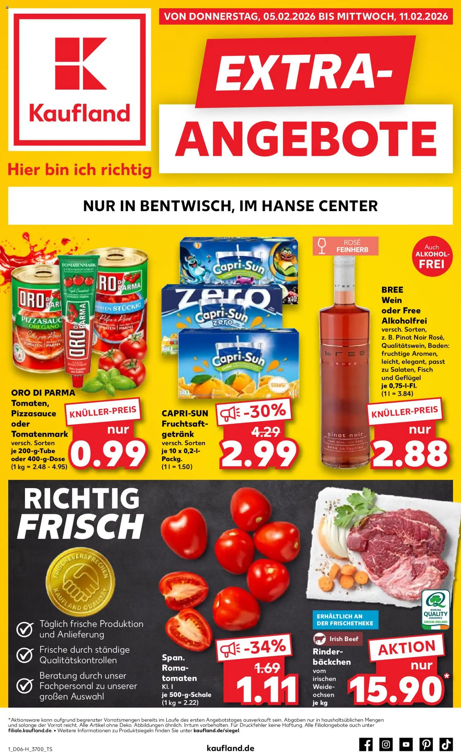 Kaufland prospekt Rostock	 – gültig ab 05.02.2026 | Seite: 1 | Produkte: Tomaten, Oro di parma, Fisch, Wein