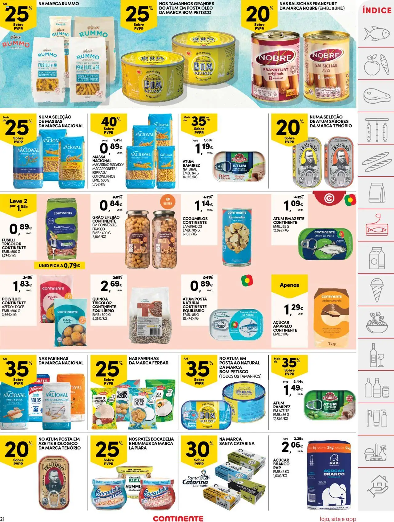 Continente folheto │ válido de 22.07.2025 | Página: 21 | Produtos: Atum, Óleo, Massa, Cogumelos