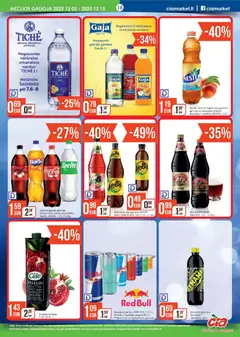 ČIA MARKET leidinys galioja nuo 02.12.2025 | Puslapis: 15 | Prekių: Gaivusis gėrimas, Energinis gėrimas, Mineralinis vanduo