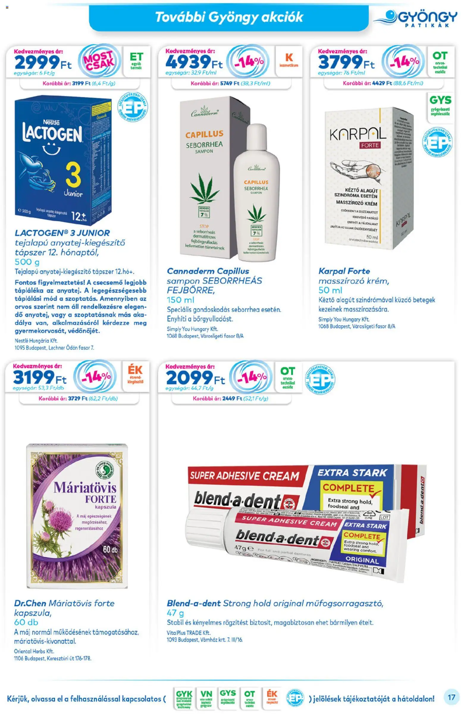 Gyöngy Patikák akciós ujság - amely érvényes a következő dátumtól: 01.01.2026 | Oldal: 17 | Termékek: Sampon