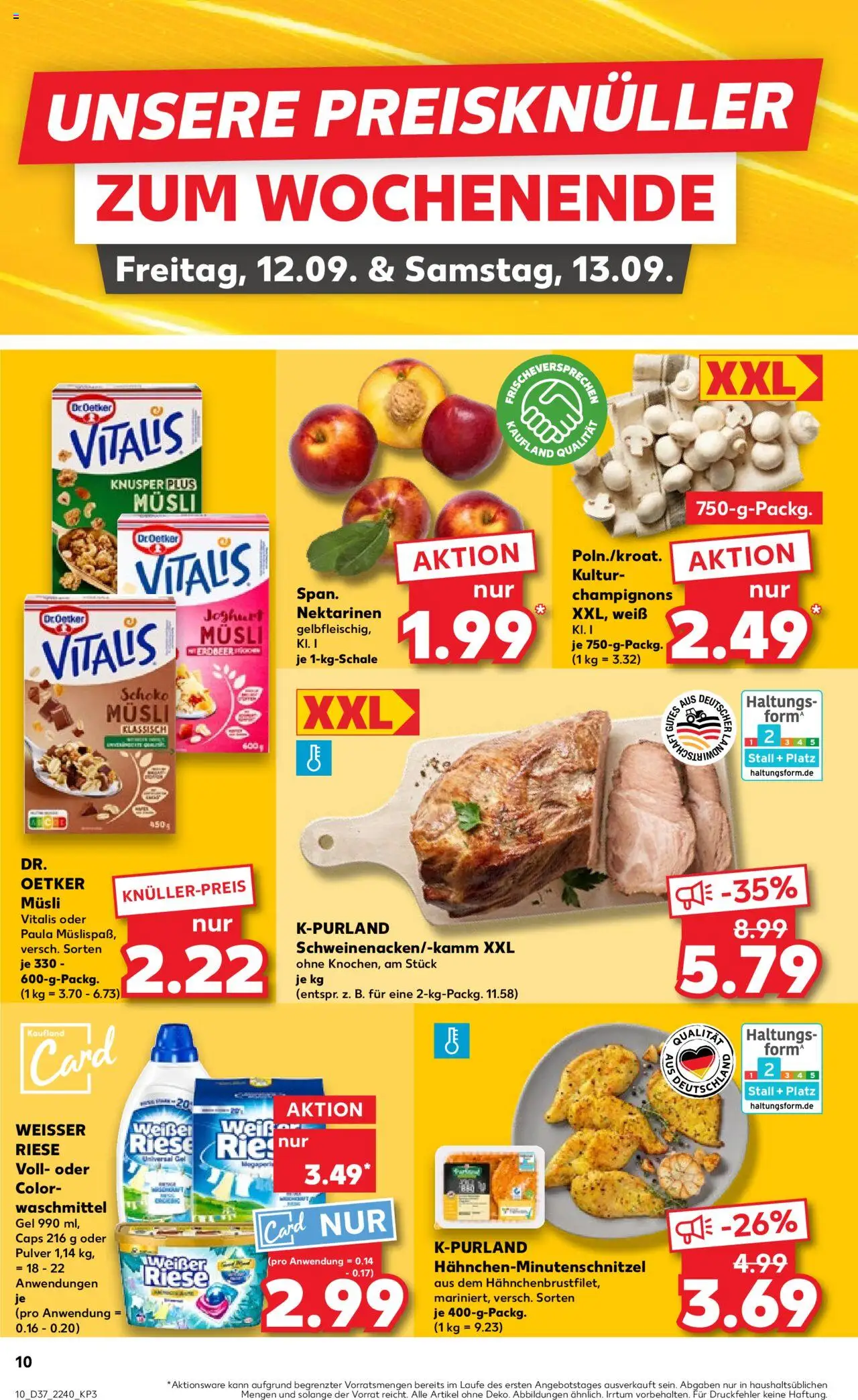 Kaufland prospekt Stuttgart	 – gültig ab 11.09.2025 | Seite: 10 | Produkte: Musli, Nektarinen, Champignons, Waschmittel