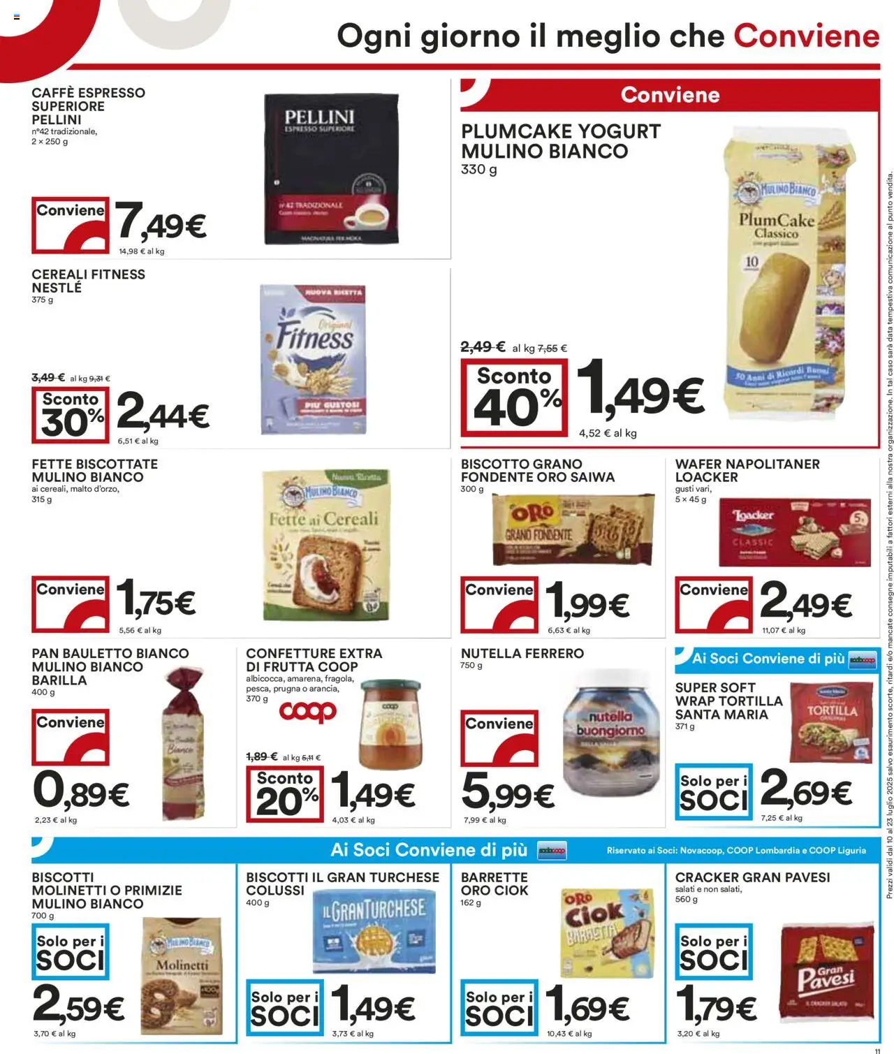 Volantino COOP del 10.07.2025 | Pagina: 11 | Prodotti: Crackers, Barretta, Plumcake, Fette biscottate