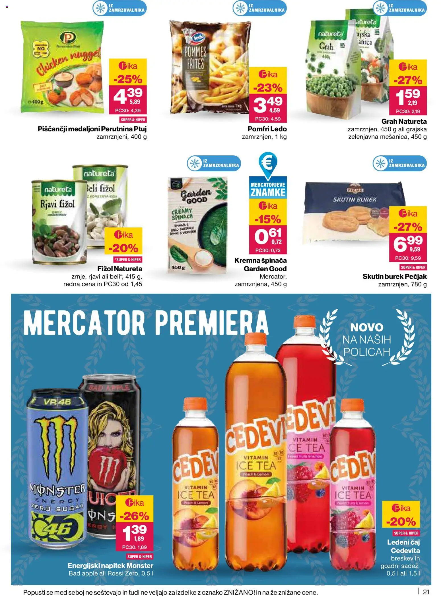 Novi Mercator katalog ponudbe – veljaven od 05.03.2026 | Stran: 21 | Izdelki: Ledeni čaj, Energijski napitek, Breskev, Grah