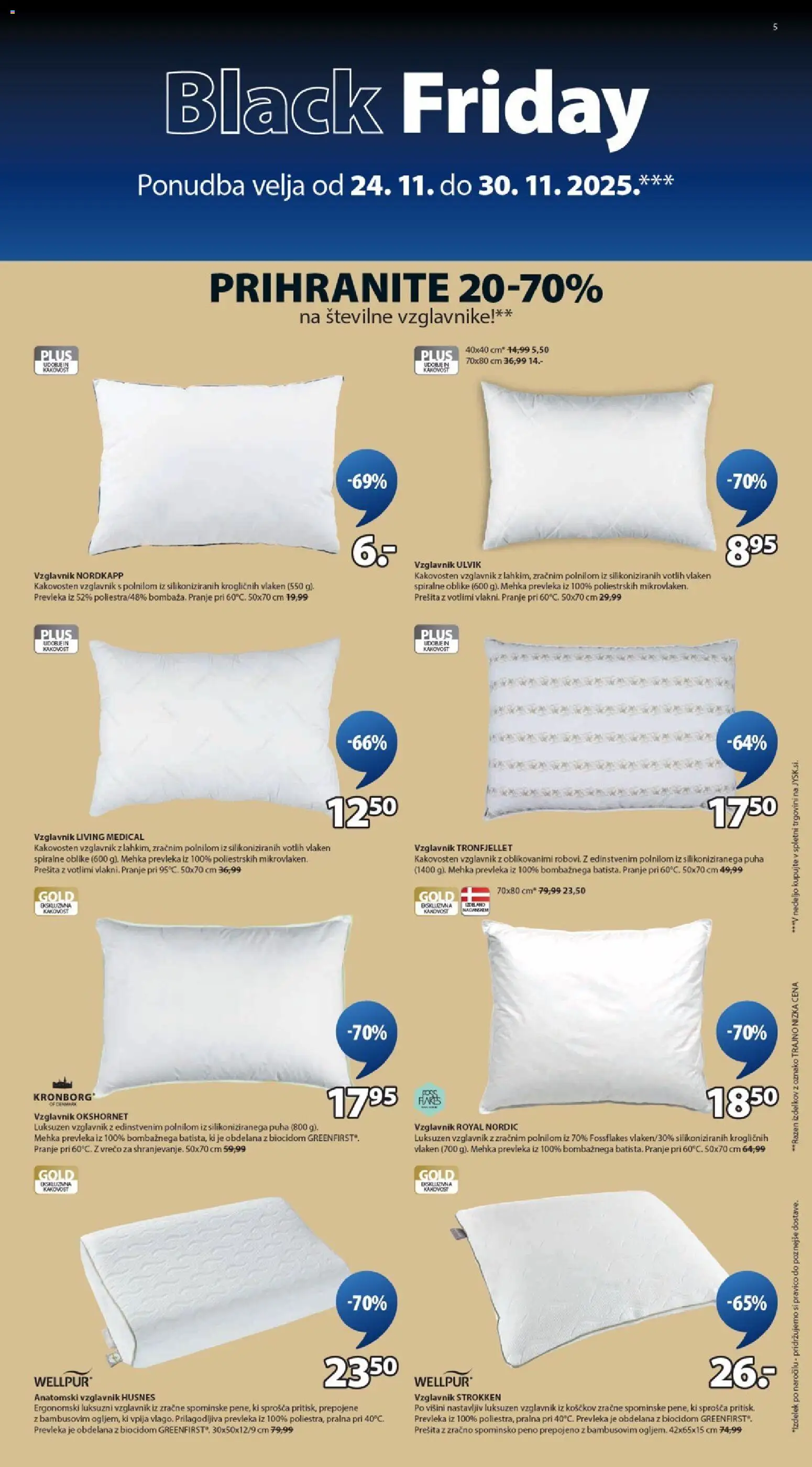 Novi JYSK katalog ponudbe – veljaven od 24.11.2025 | Stran: 5 | Izdelki: Vzglavnik, Prevleka
