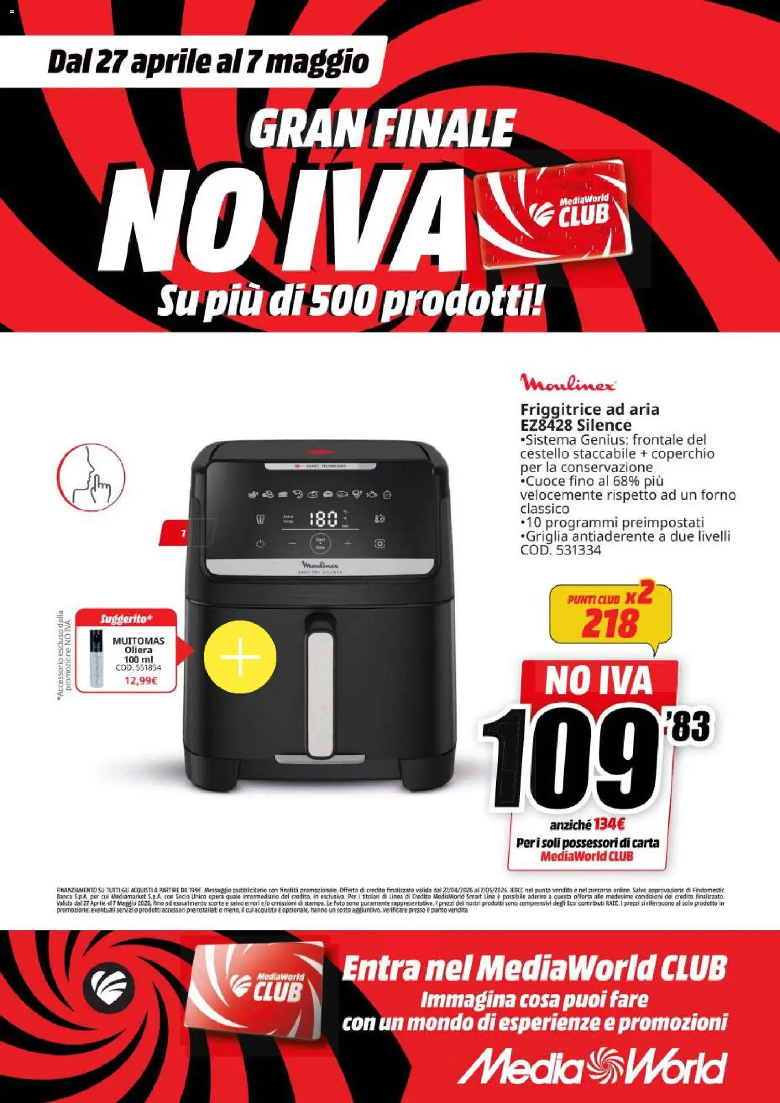 Volantino Media World del 27.04.2026 | Pagina: 37 | Prodotti: Friggitrice ad aria, Forno, Friggitrice