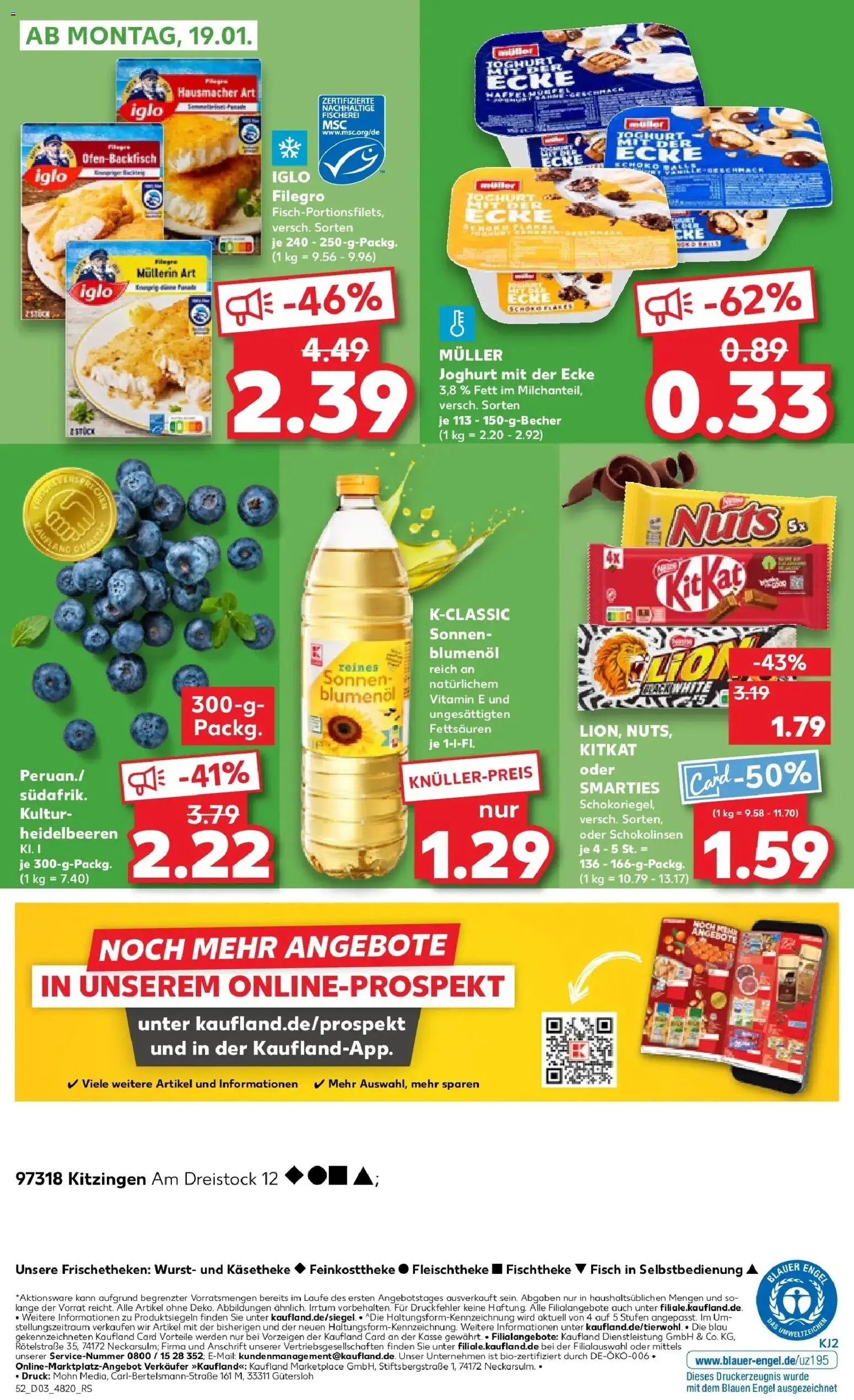 Kaufland prospekt Kitzingen	 – gültig ab 15.01.2026 | Seite: 52 | Produkte: Joghurt, Heidelbeeren, Fisch, Wurst